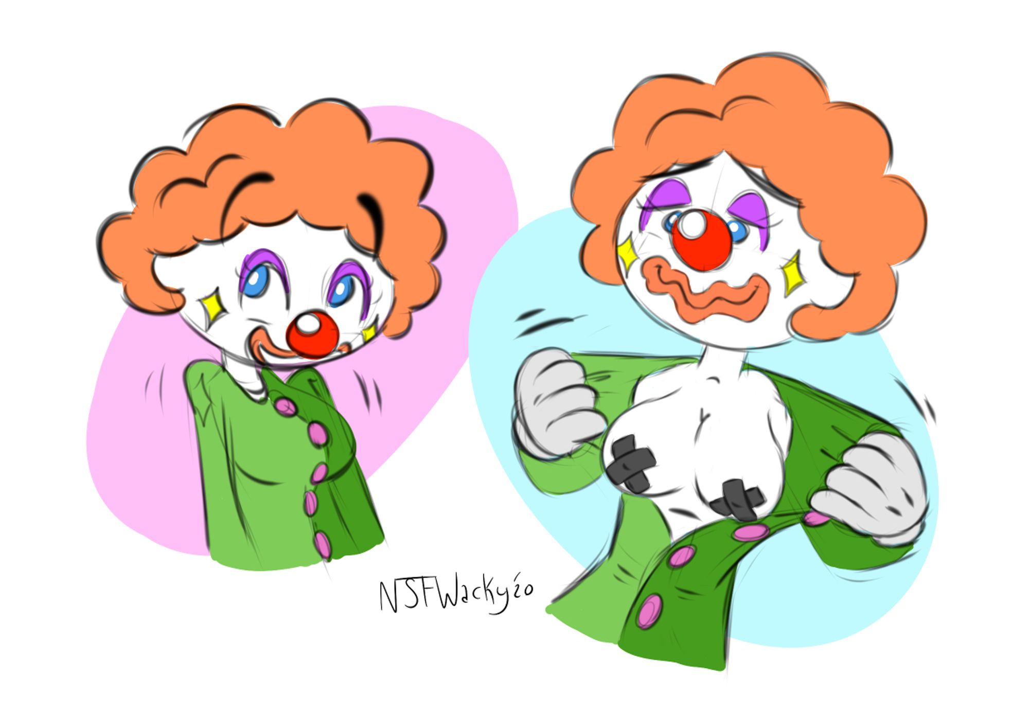 Penny the shy clown girl is less shy while in costume.