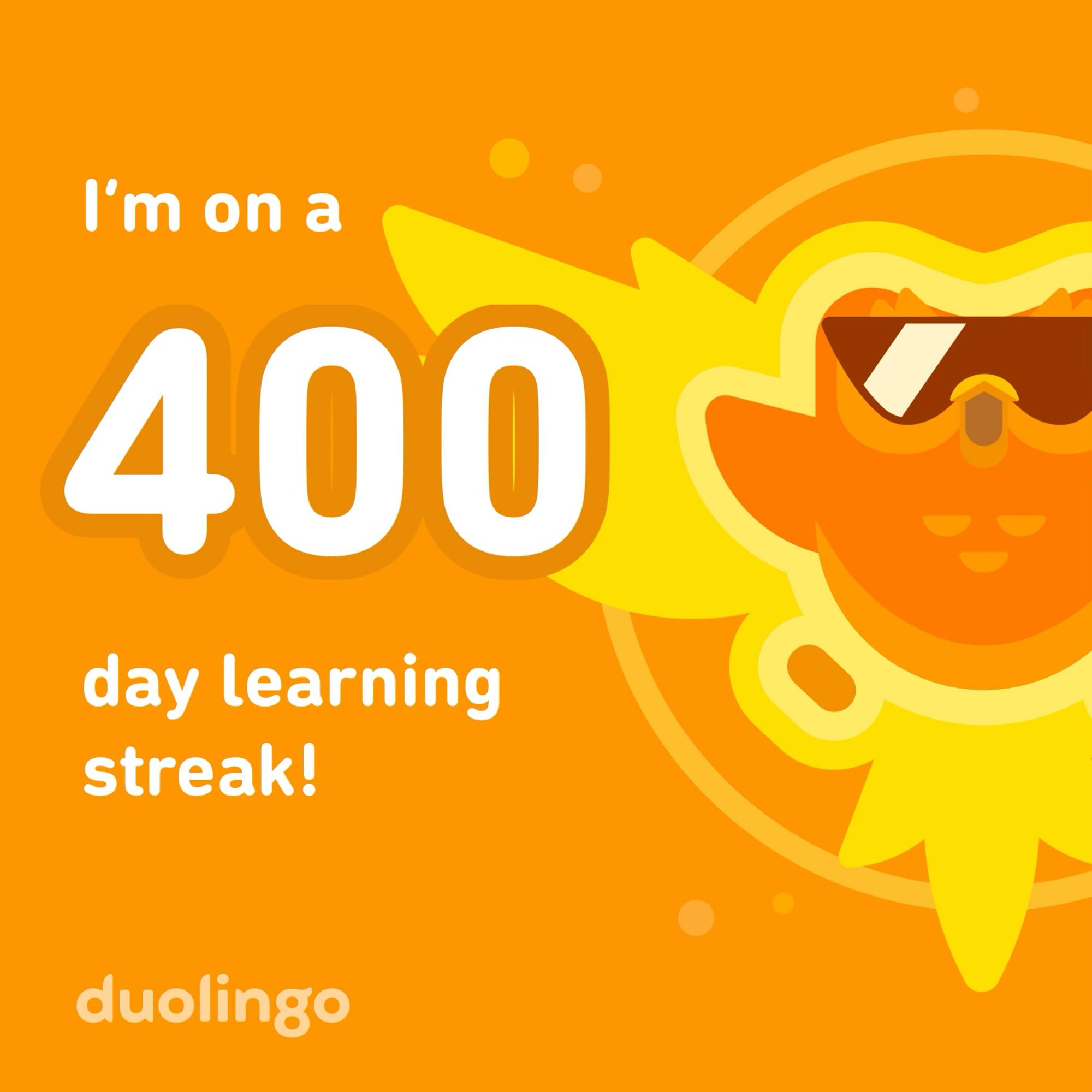 Duolingo 400 day streak