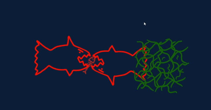 A screenshot from a jam game in an early development stage showing a couple of fish.