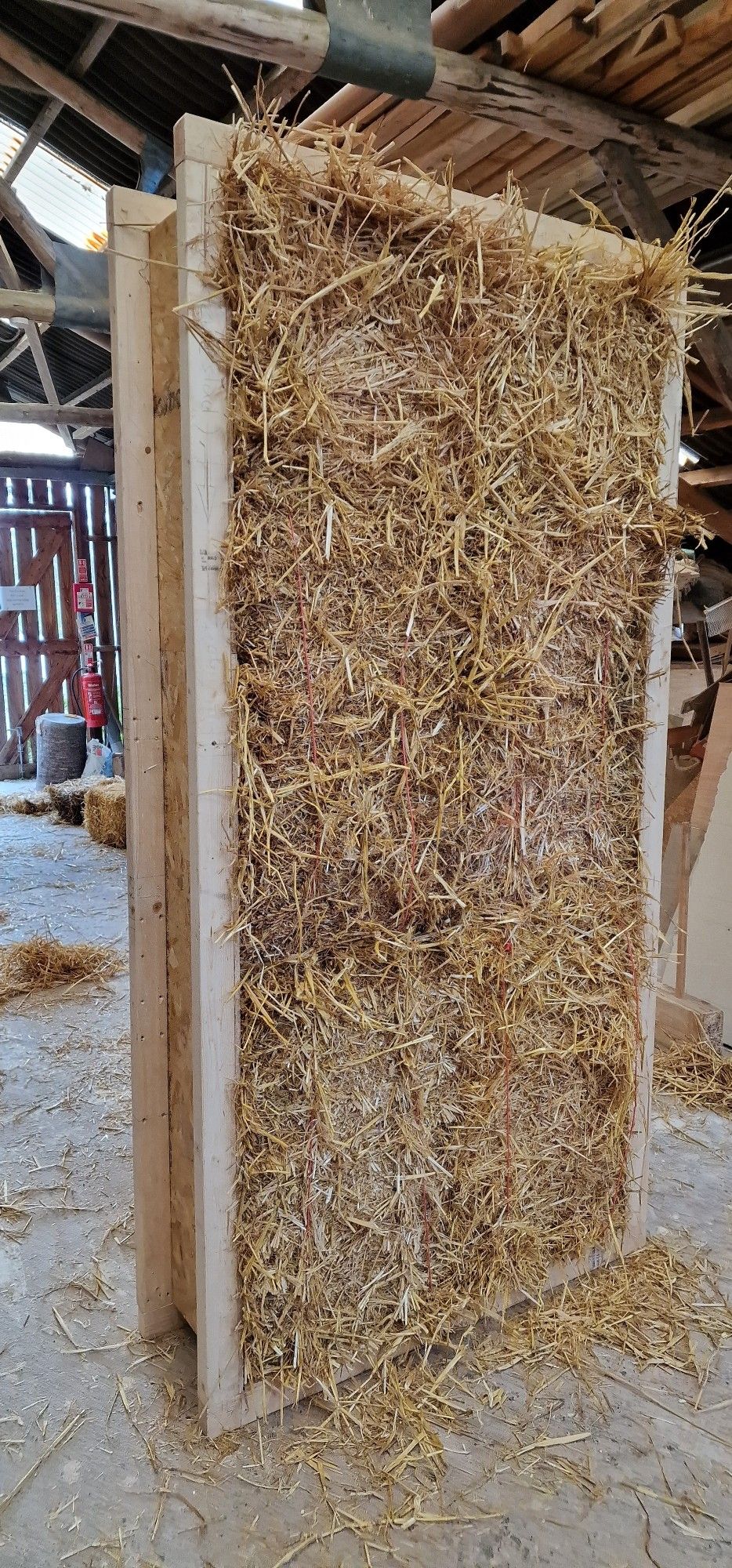 A wood framed straw panel