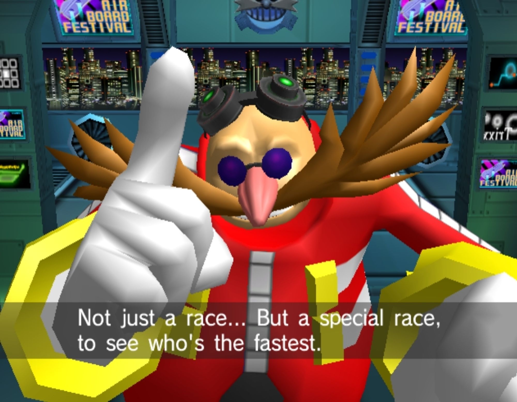 Eggman: "not just a race... but a special race, to see who's the fastest"