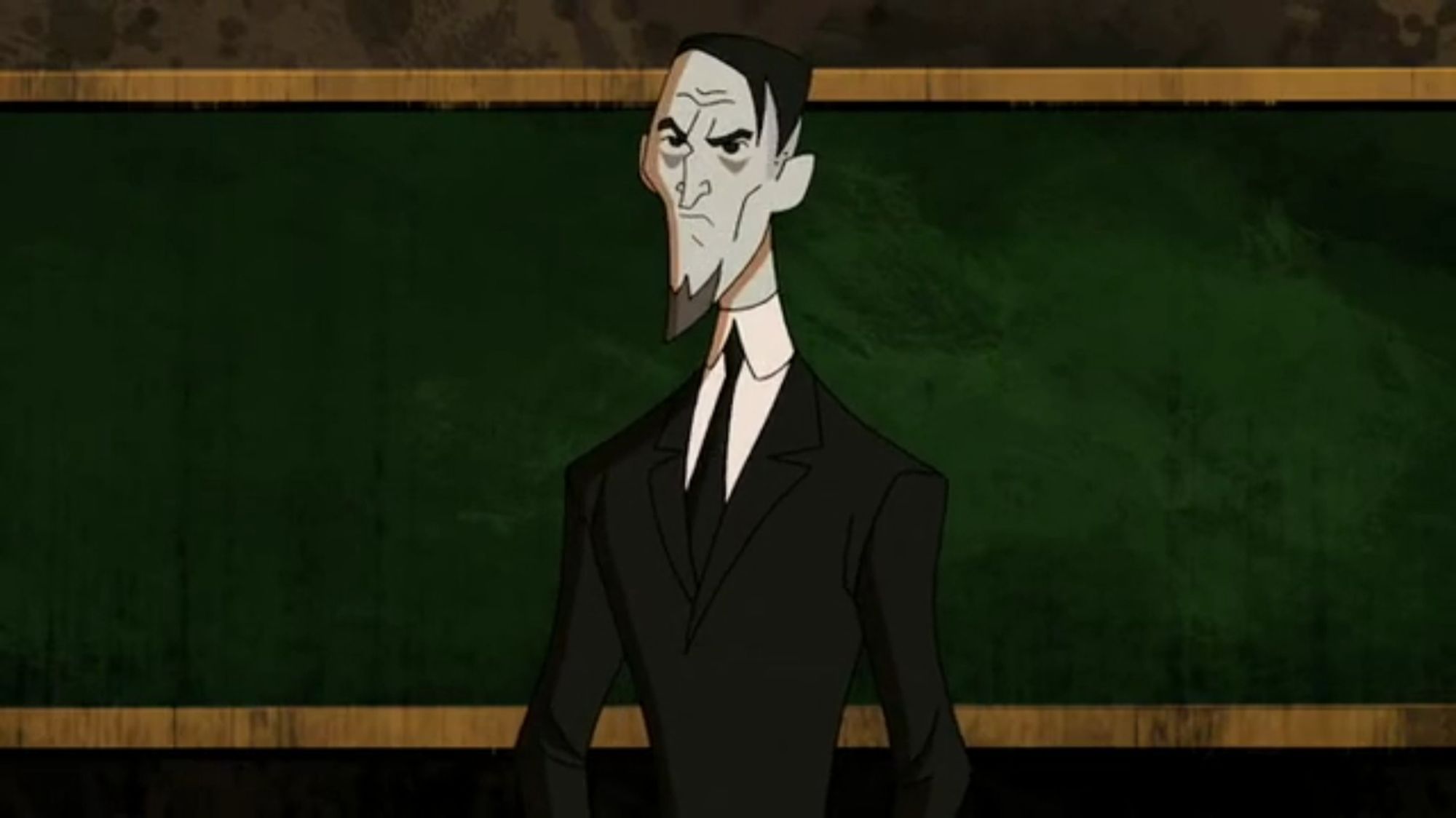 The Scooby Doo Mystery Incorporated character who is literally named "H.P. Hatecraft", a tall man with black hair, a mustache, and a black suit, with a tired bags under his eyes.