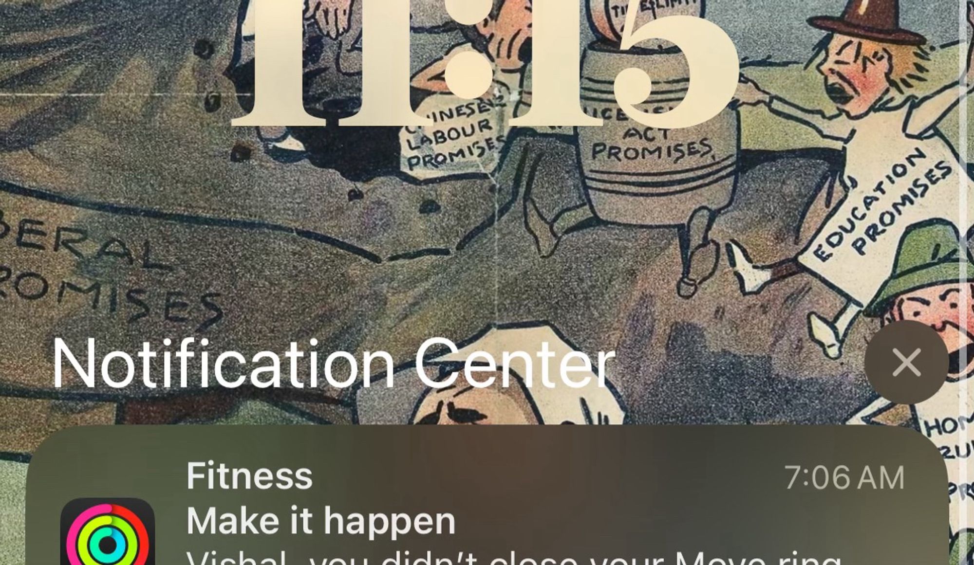 Notification that says “Fitness, make it happen”