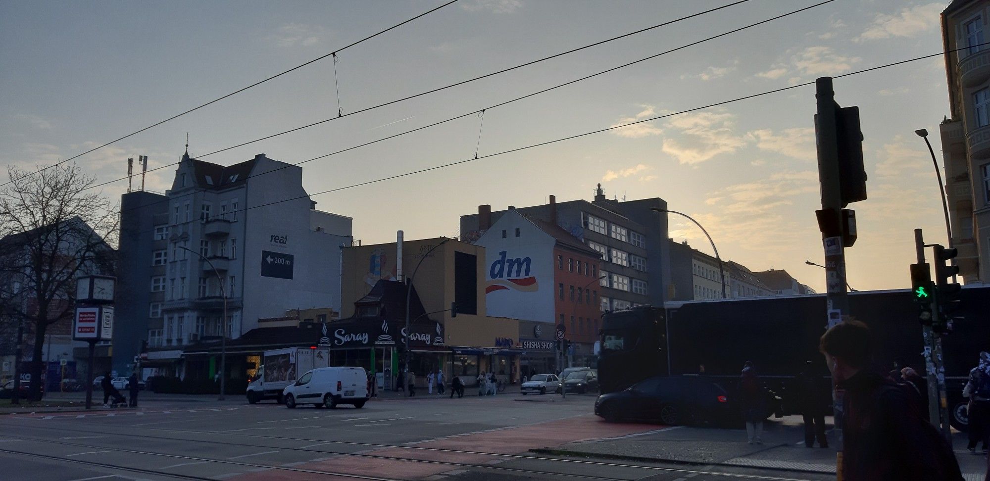 Intersection Seestrasse/Müllerstrasse in Berlin in the morning light.