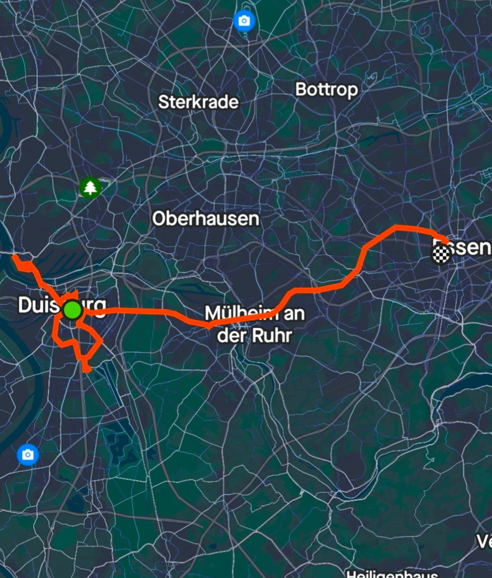 Map of ride from Duisburg to Essen