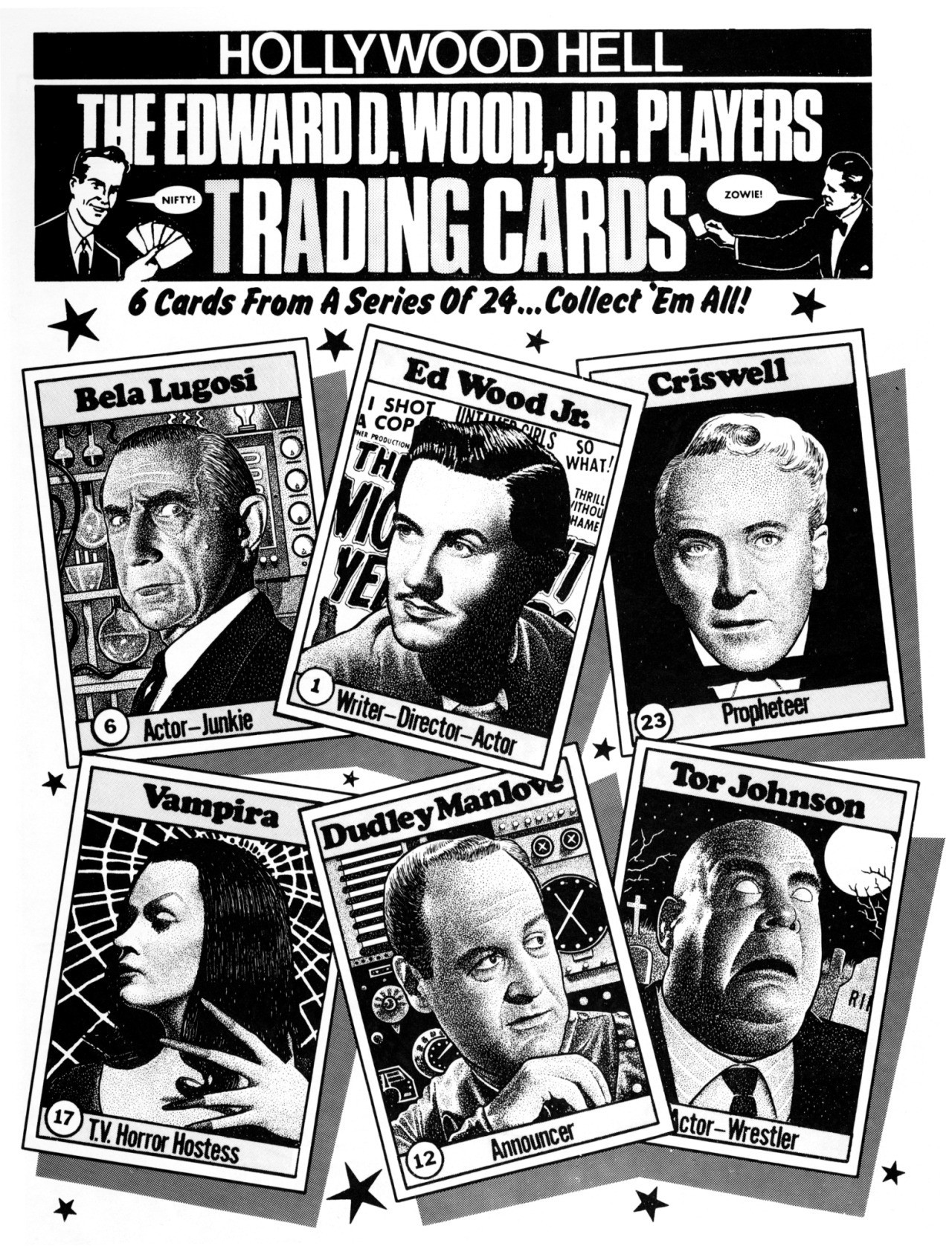 ad for the Edward D. Wood Jr Players Trading Cards, showing 6 and promising 24 (which would become 36)