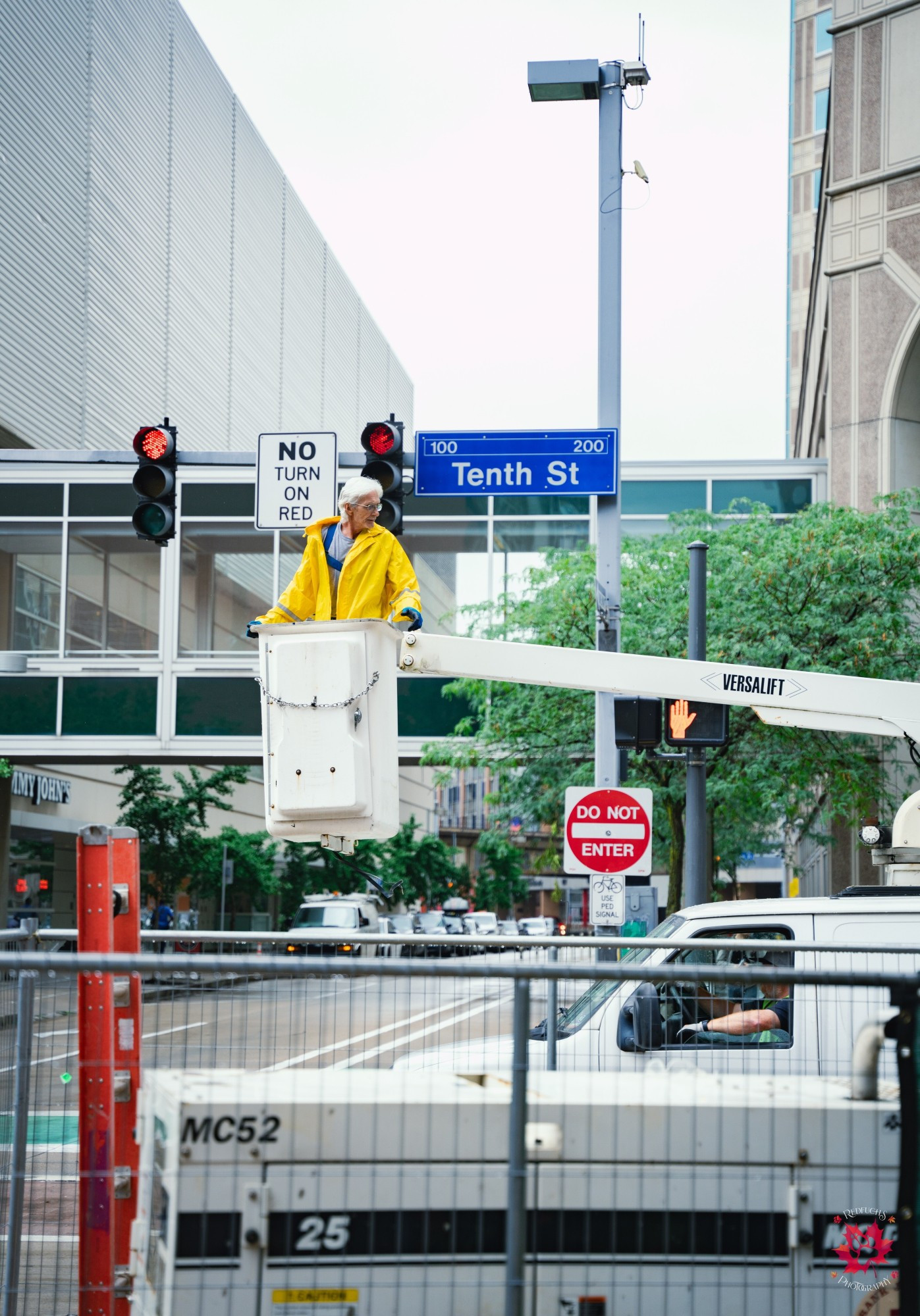 Photo of a man in a boom lift taken at Anthrocon