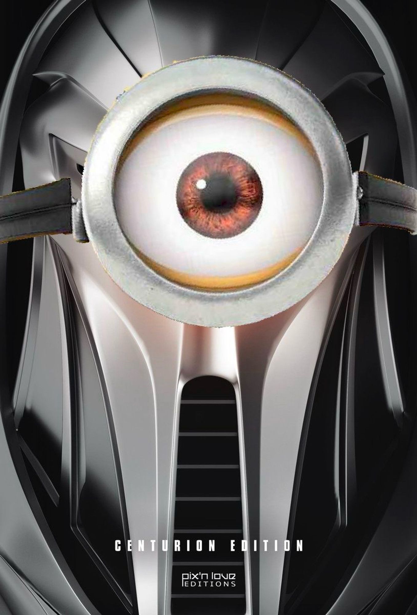 Image d'un cylon portant la lunette unique emblématique du minion Stuart.