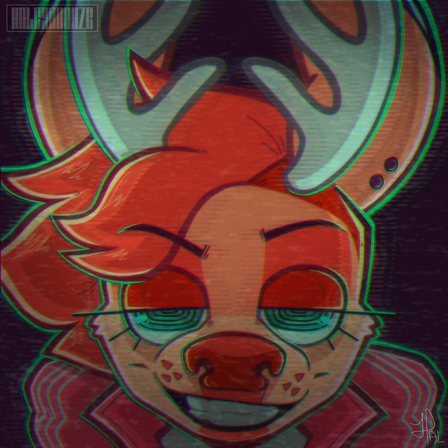 digital illustration of my anthro deer/rabbit hybrid character Birch (they/he/she)