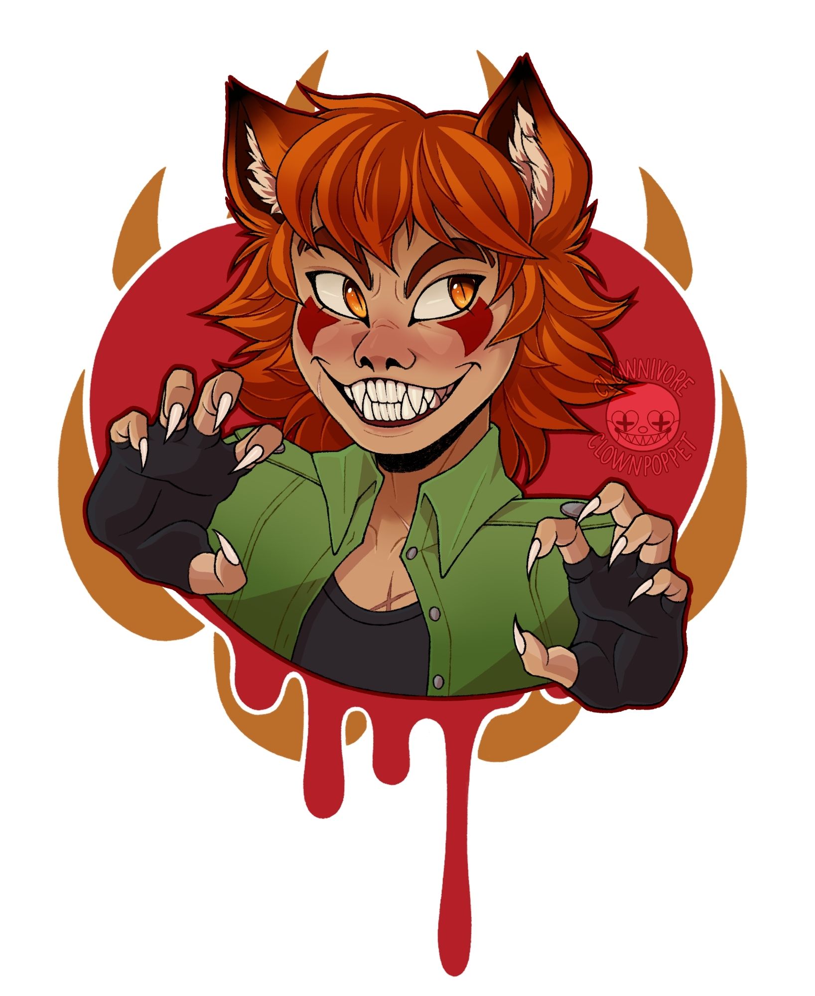 ren hana from boyfriend to death holding up his claws and snarling