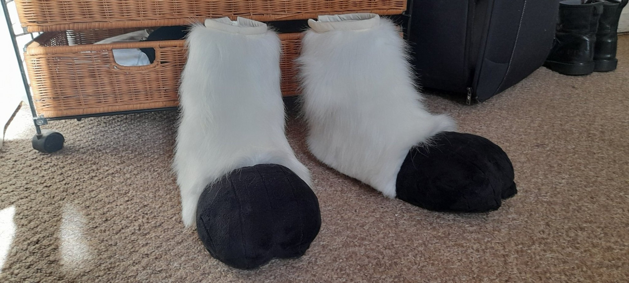 cream and black fursuit hooves for my goat oc Sigil