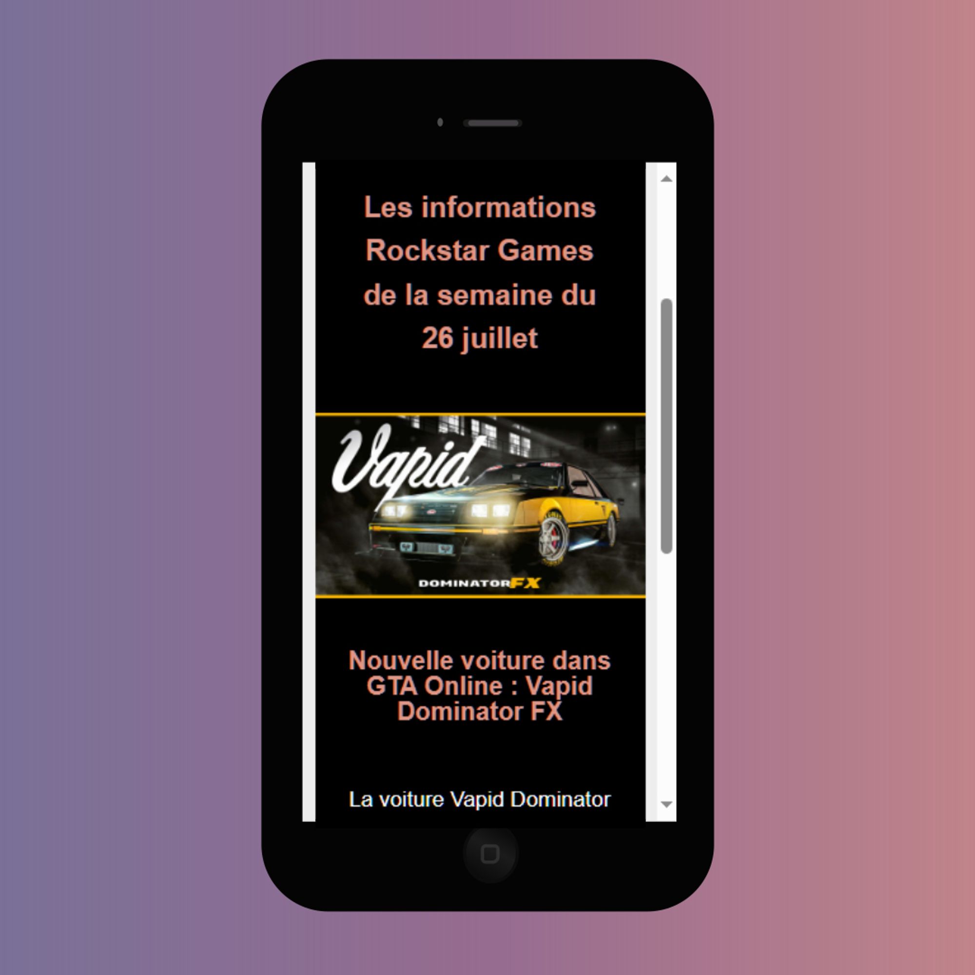 Image d'un téléphone affichant notre nouvelle newsletter.