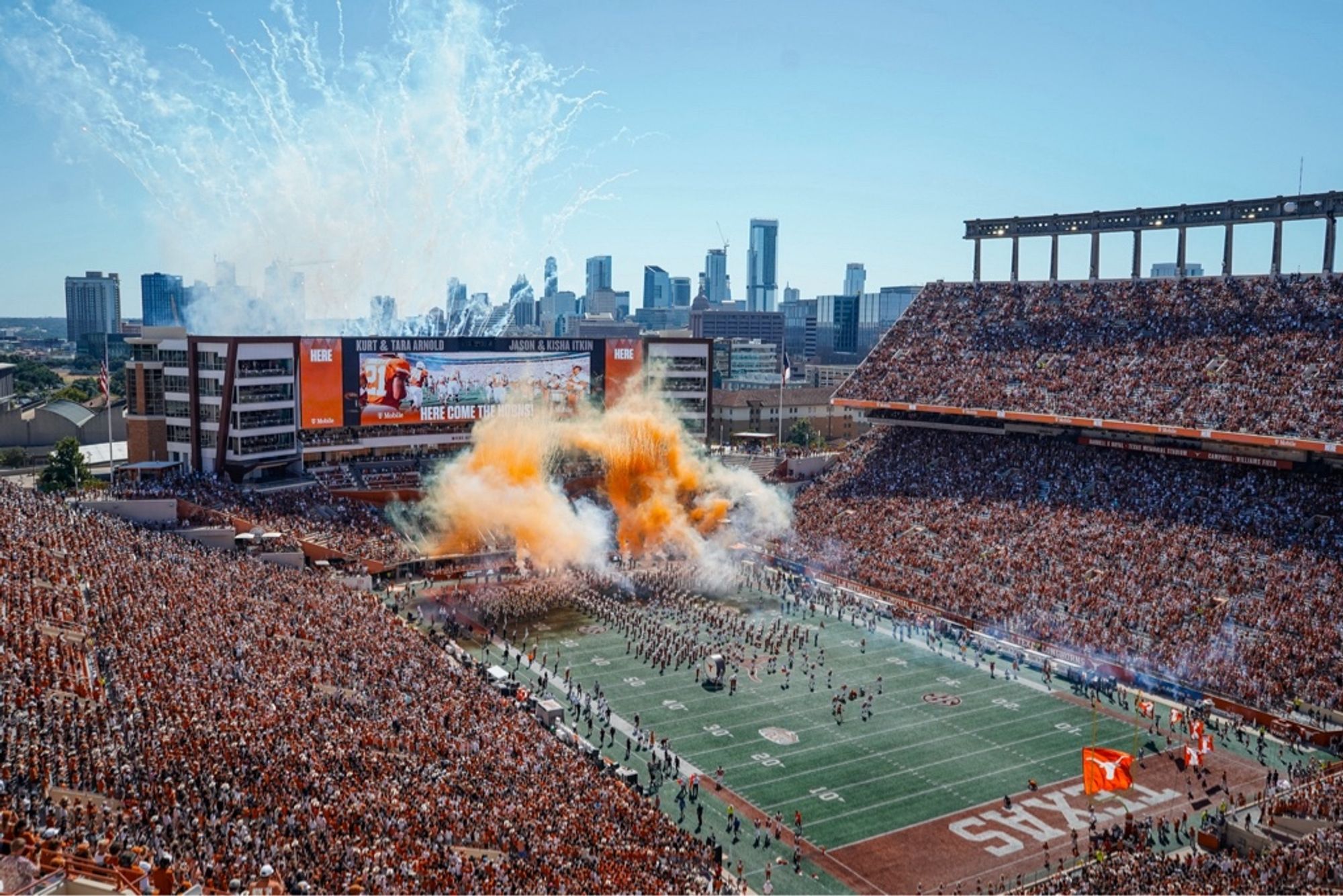 From @TexasLonghorns image of pregame ceremony at DKR-Texas Memorial Stadium.