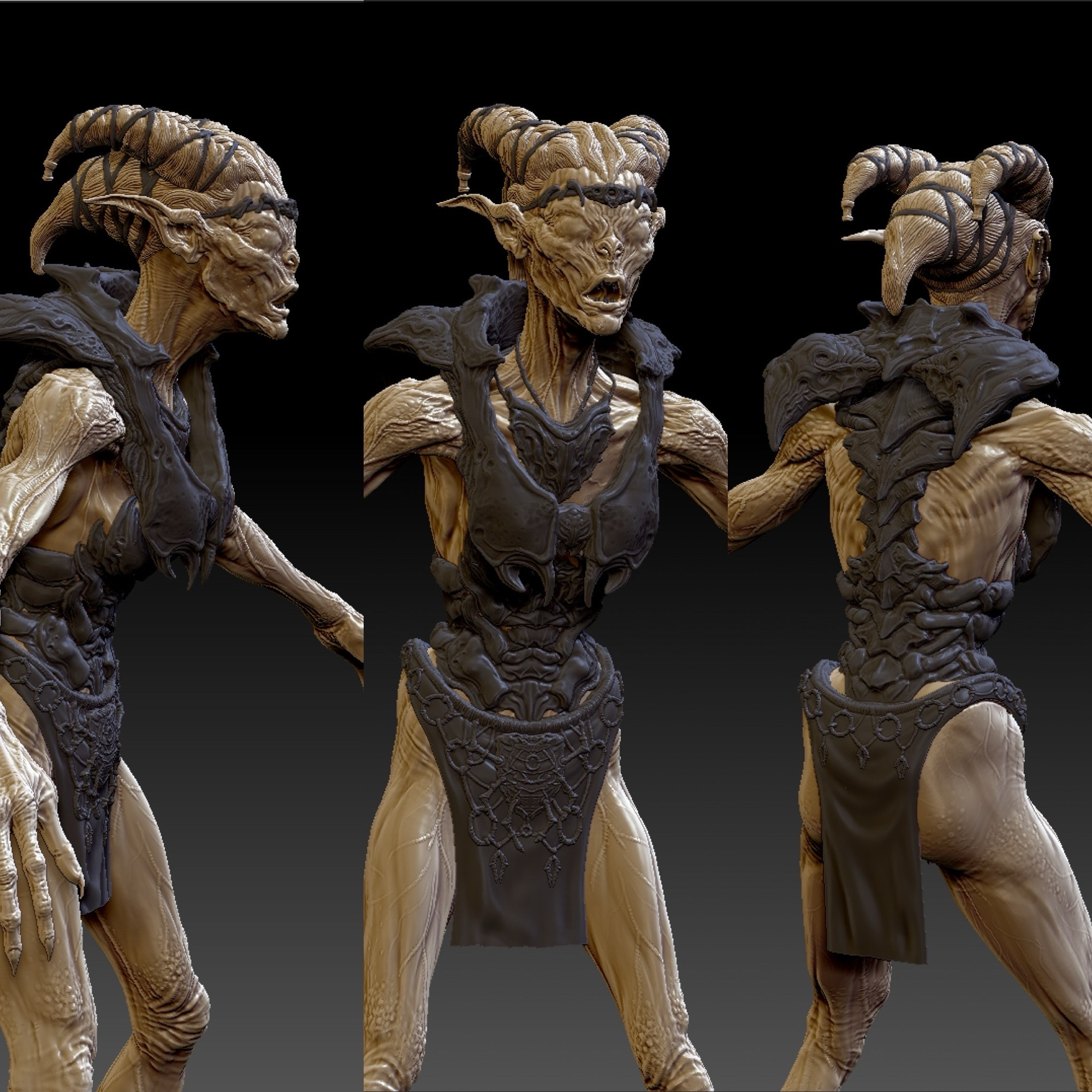 Zbrush renders of a lady Falmer for TES V: Skyrim.