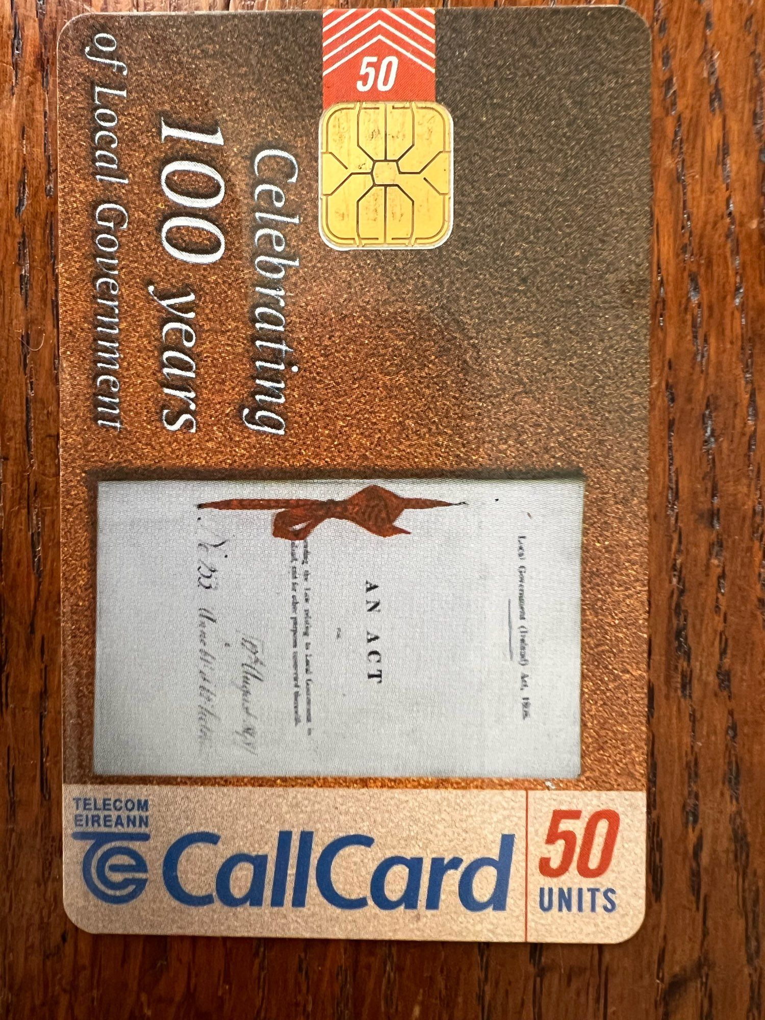 Local Government 50 Unit Callcard
(Has a picture of the Local Gov Act on it)