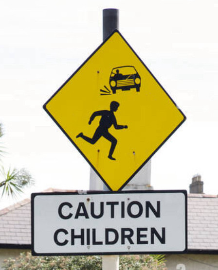 The Irish Caution Children Road sign combo.