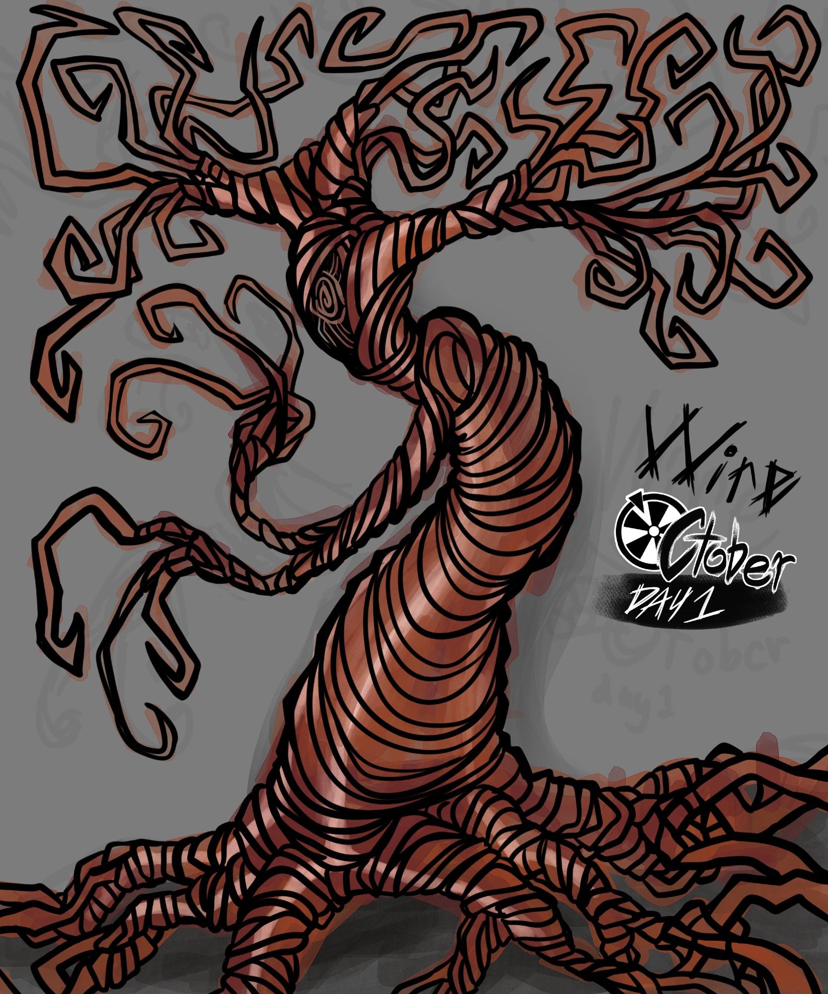 Wired copper tree that forms into a silohoutte, OooOoooO