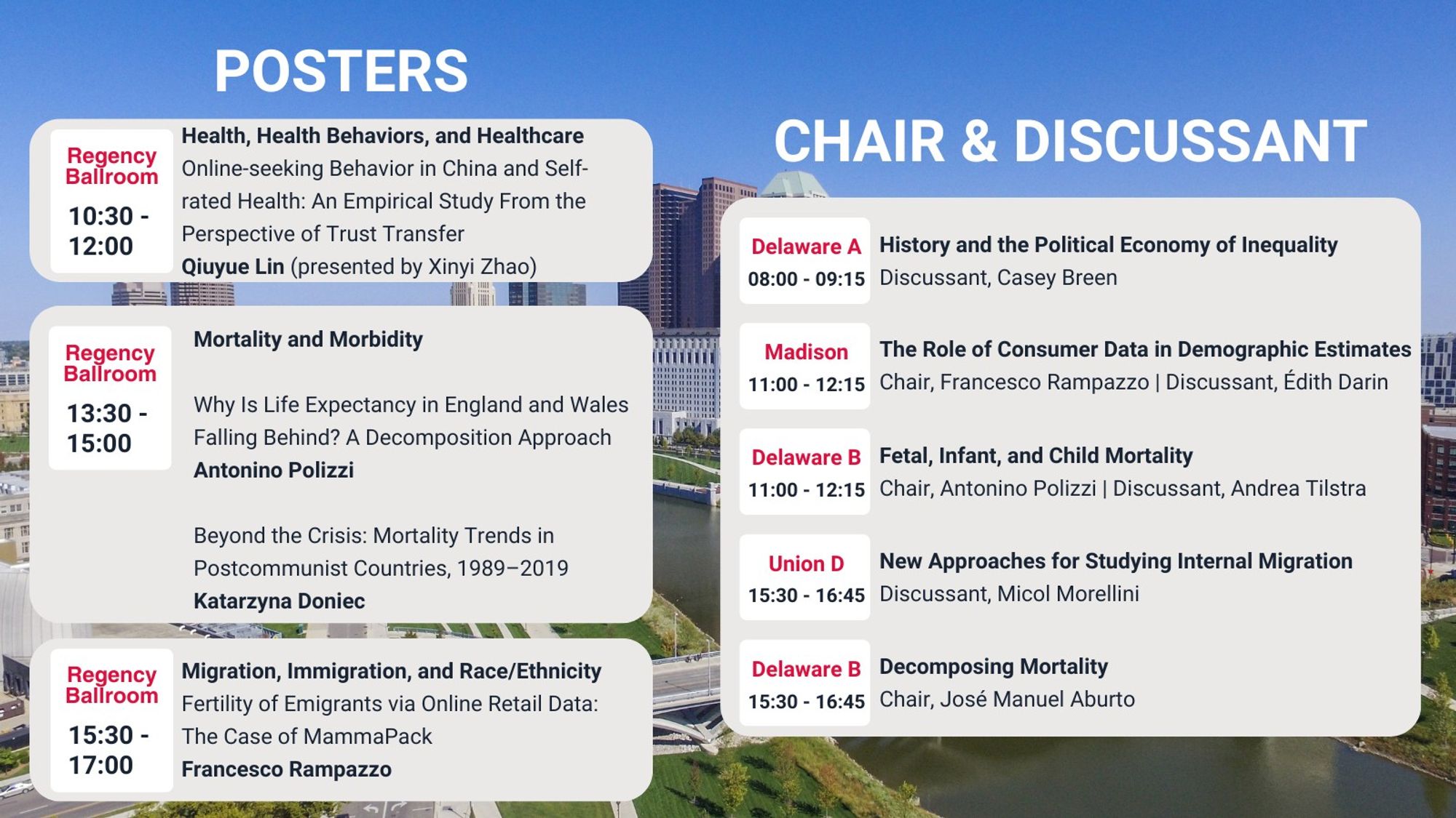 LCDS posters, and chair and discussant sessions on Thursday 18 April