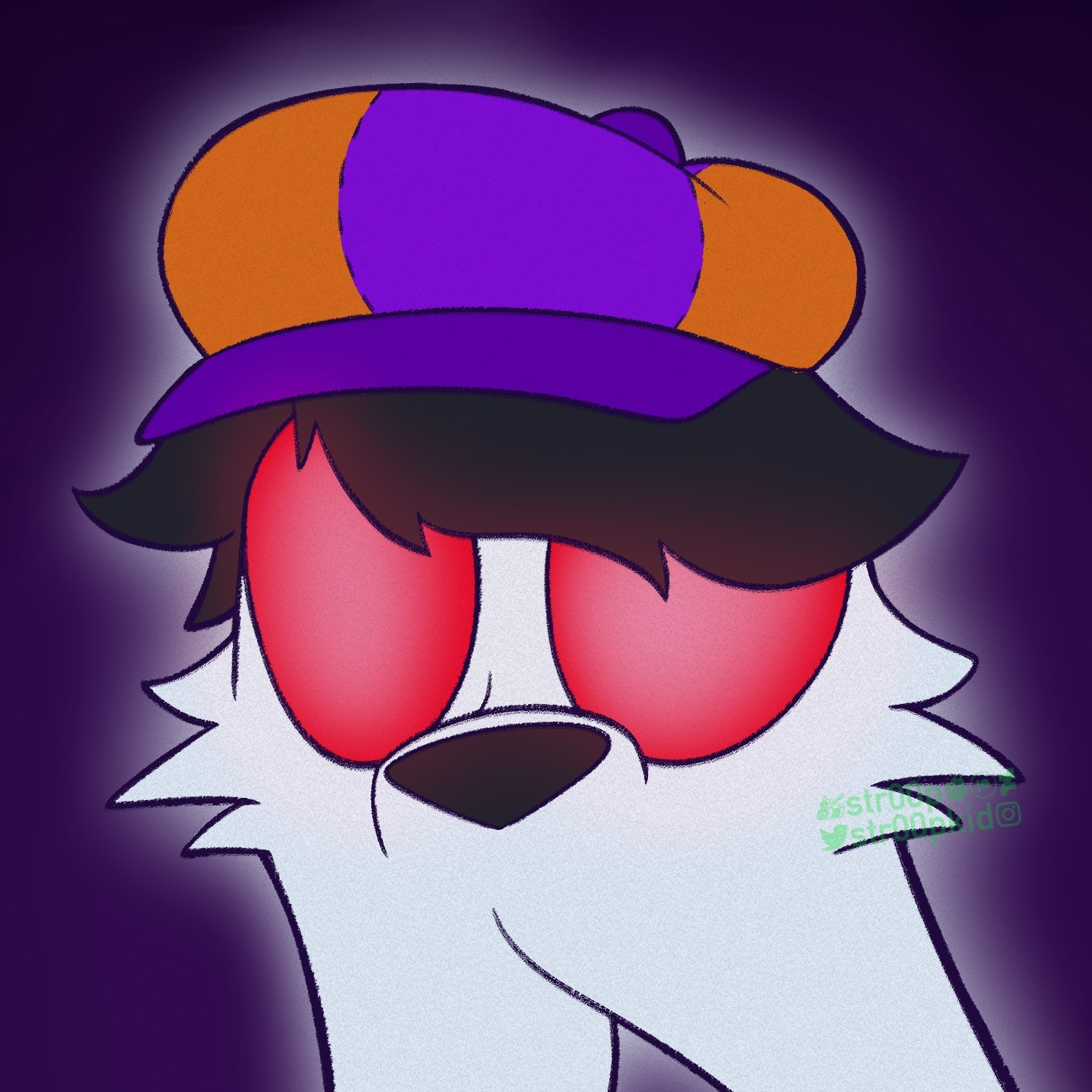 My fursona as a Fresno Nightcrawler wearing a purple/orange hat