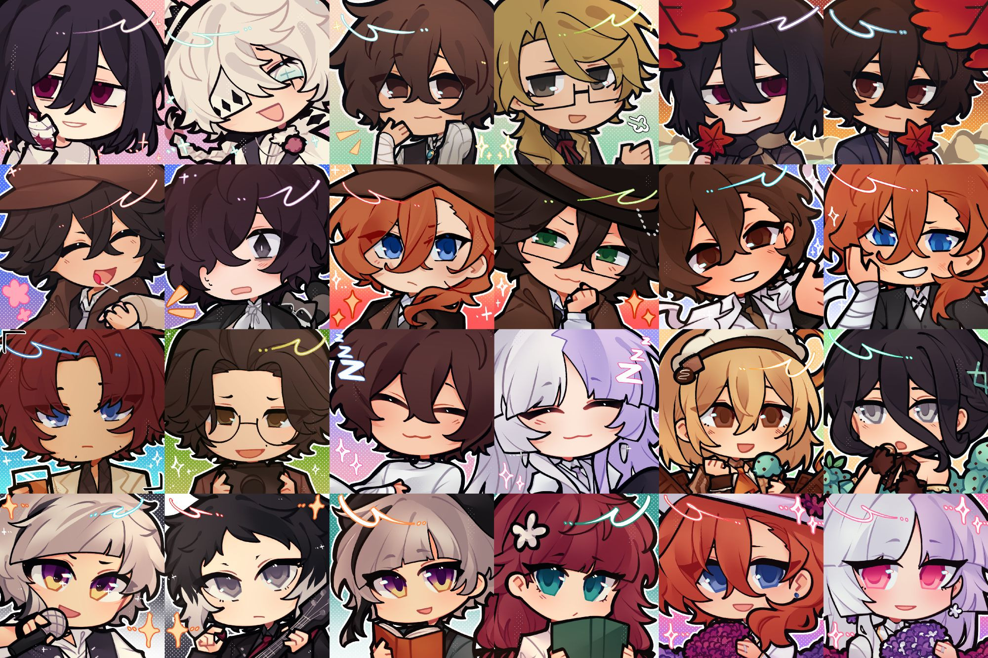 Compilation of matching profile pictures of various requested ships from Bungo Stray Dogs