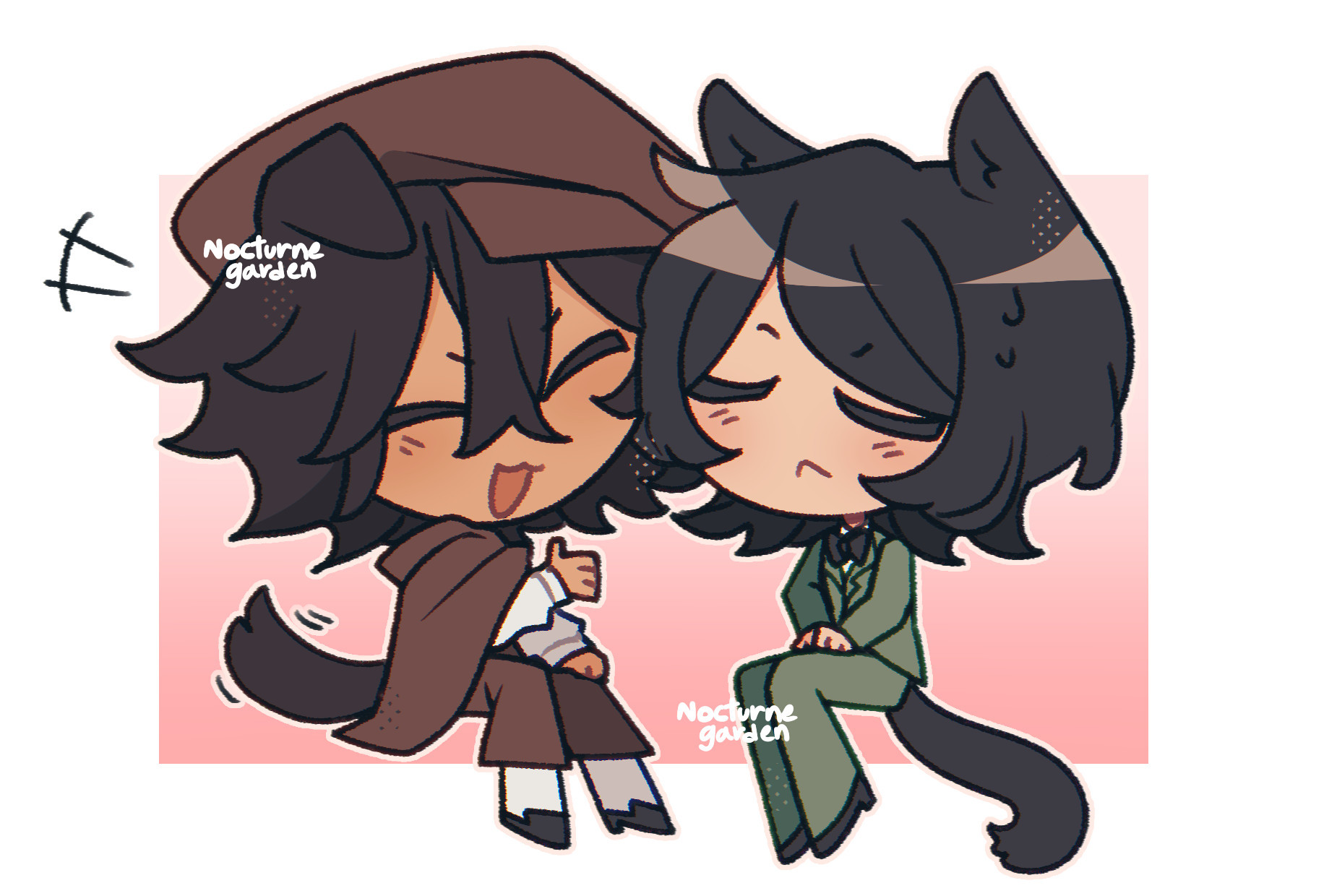 Chibi Fanart of Ranpo Edogawa and Mushitaro Oguri from Bungo Stray Dogs