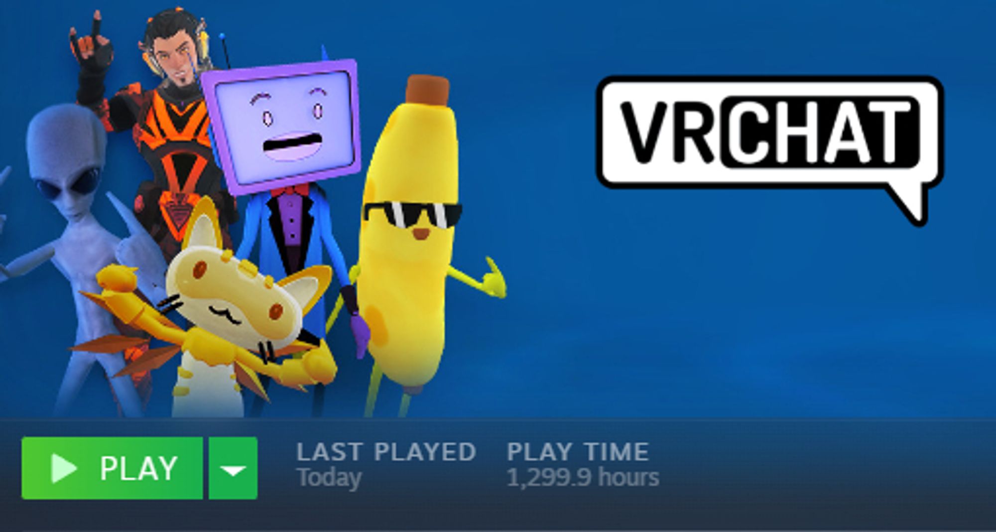 VRChat hours played, 1299.9 hours