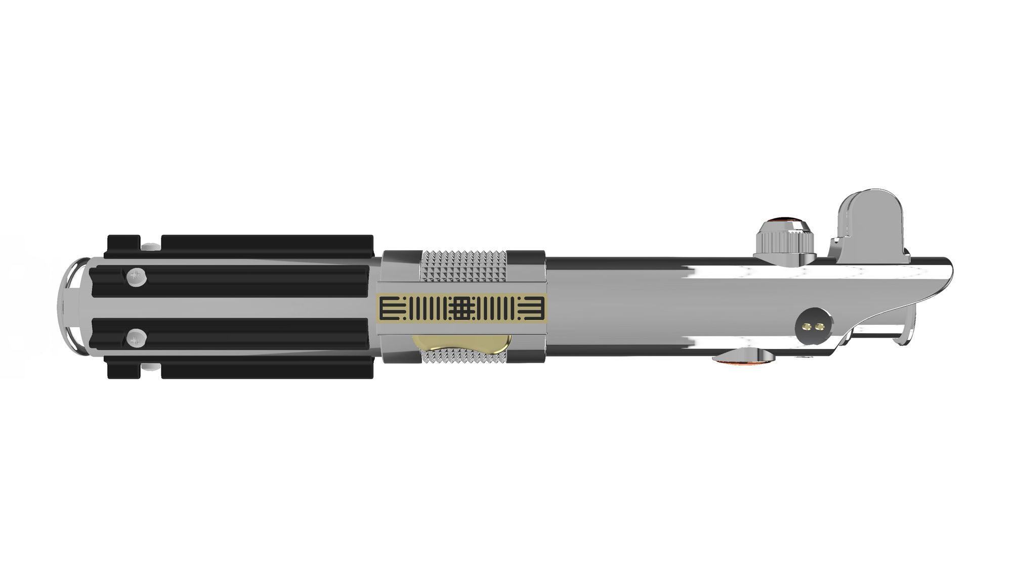 The Skywalker lightsaber (Graflex), by Anakin, Luke, and Rey - based on Ep. III hilt with details from Ep. V