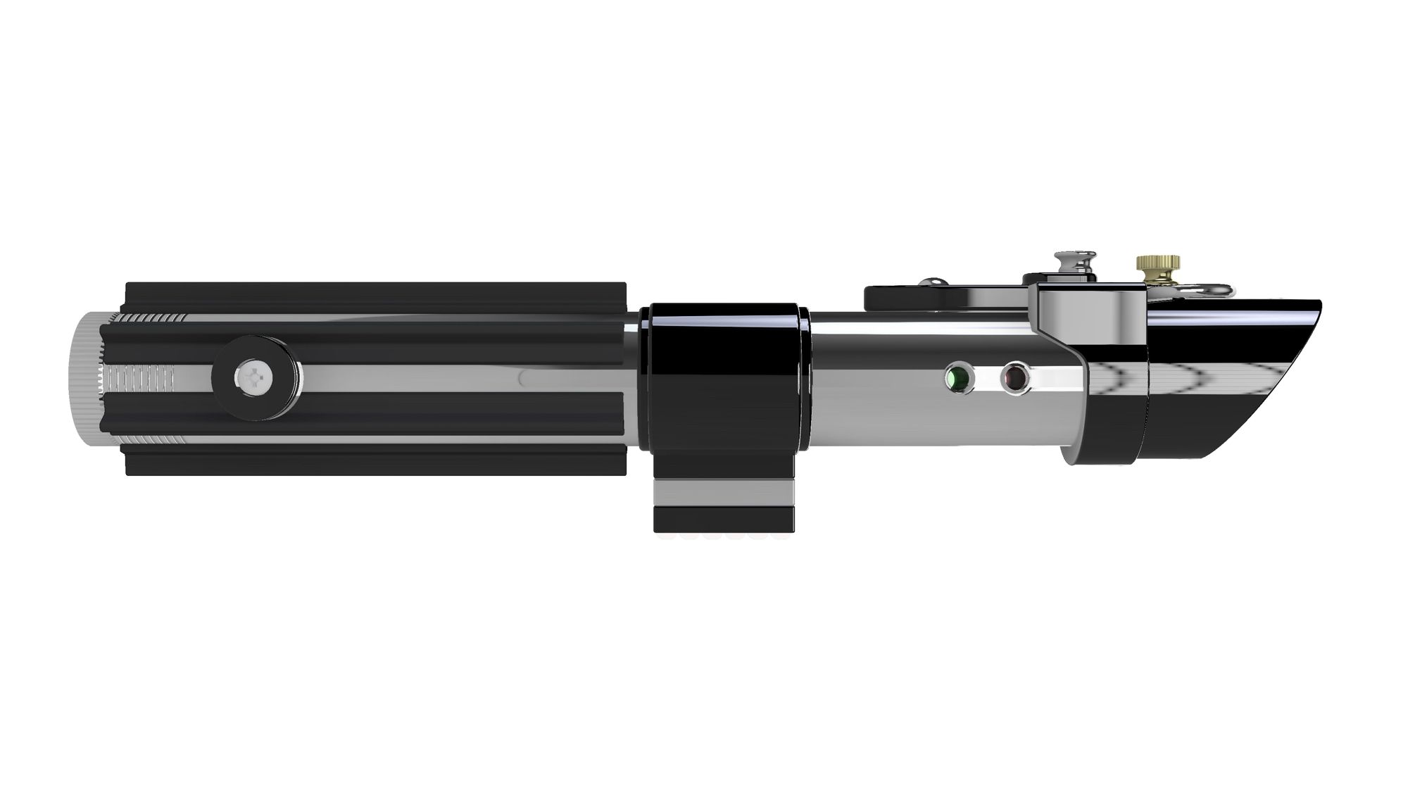 Darth Vader’s primary lightsaber (MPP Flash), based on Anakin’s Ep. II hilt and Vader’s Ep. V hilt