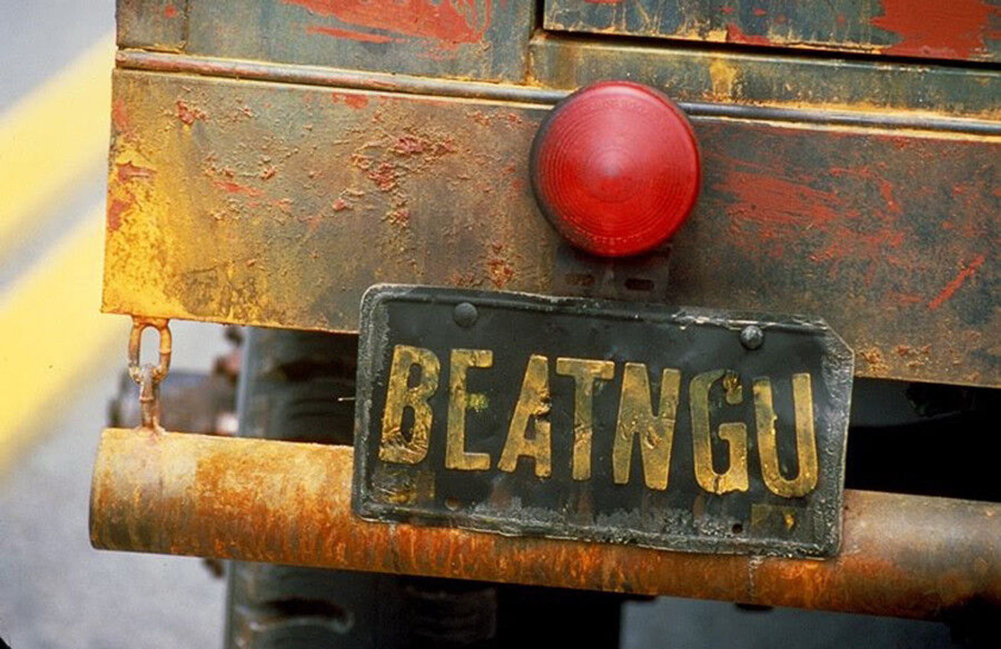 “BEATNGU” (Be eating you) custom license plate on the back of The Creeper’s car in the movie Jeepers Creepers