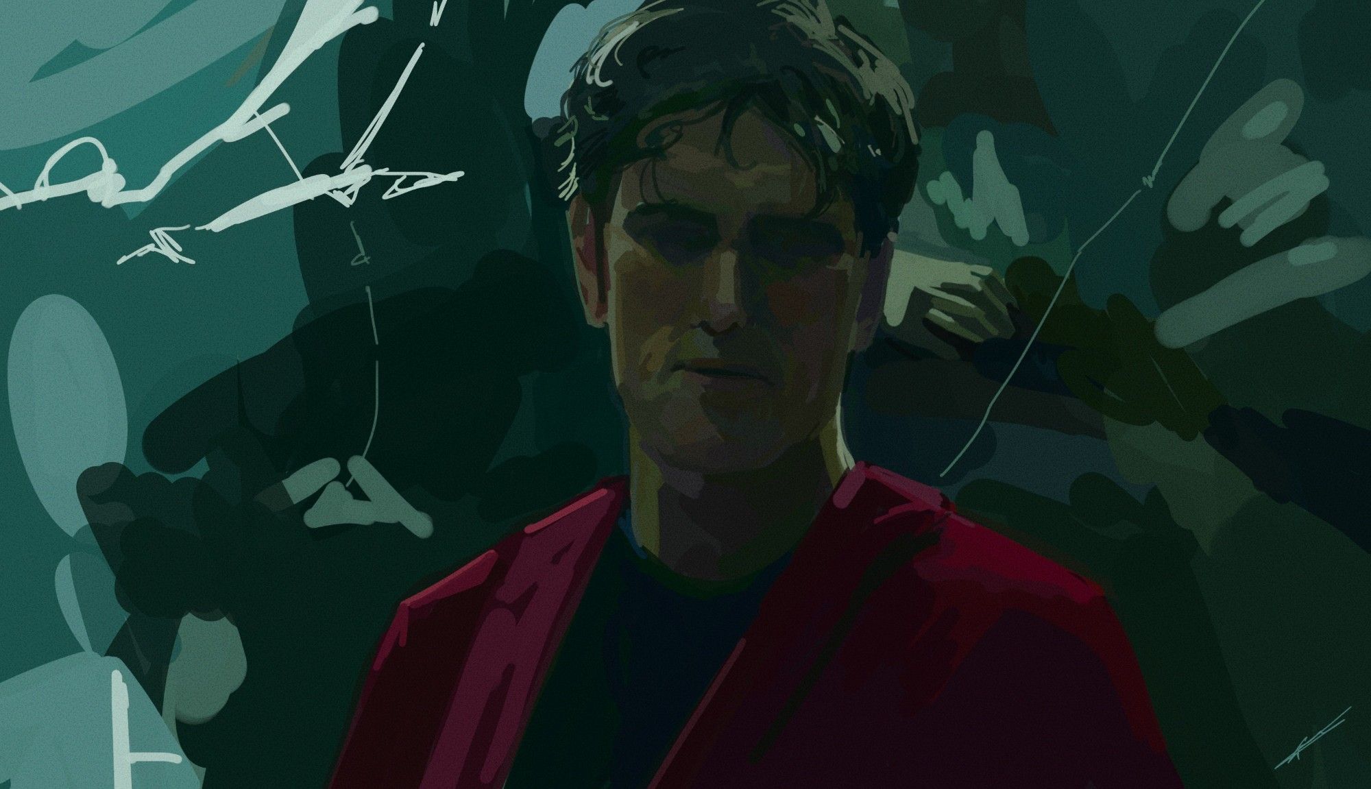 Digital painting of Matt Dillon in 'The House that Jack Built'