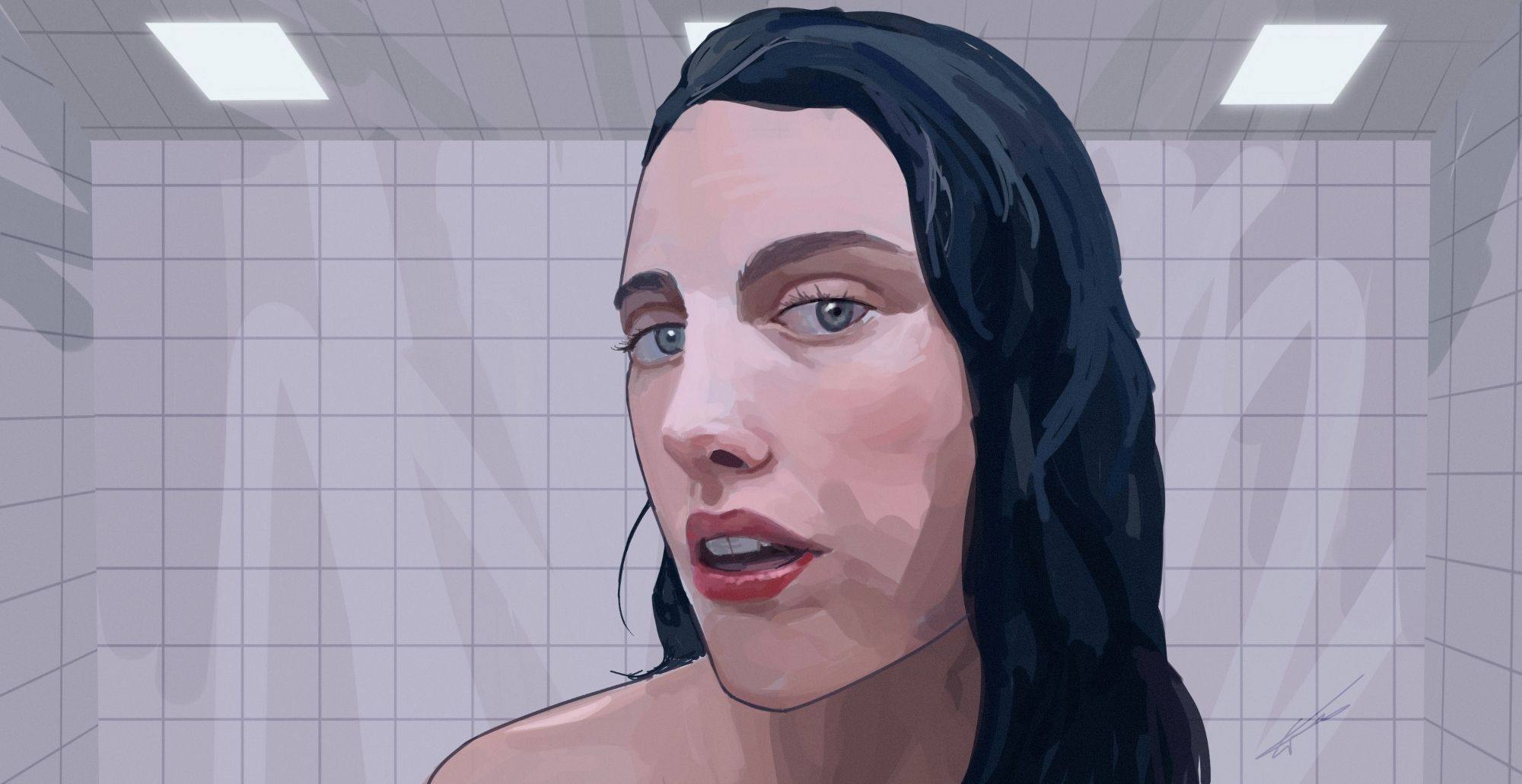 Digital painting of Margaret Qualley in 'The Substance'