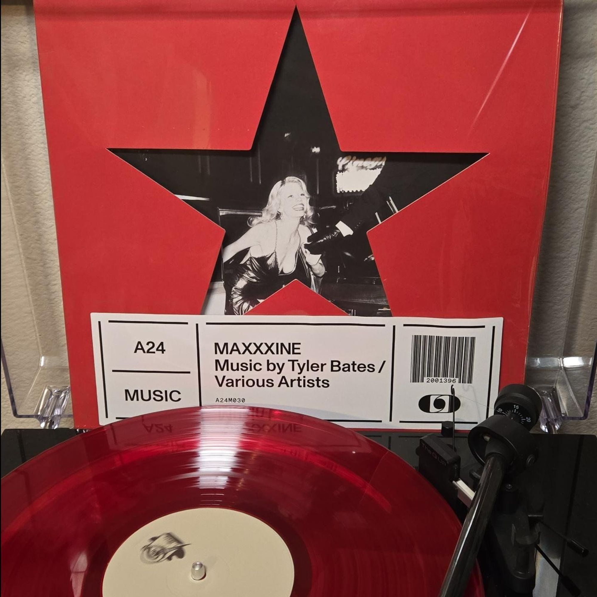 #nowspinning Tyler Bates & Various Artists - MaXXXine (Music from the Motion Picture) on glitter red vinyl.