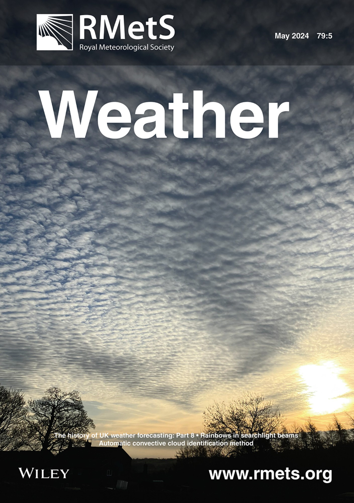 Front cover: Altocumulus stratiformis perlucidus at 0853 utc on 7 February 2024 in Carlesmoor, North Yorkshire. (© Charlotte Davison)