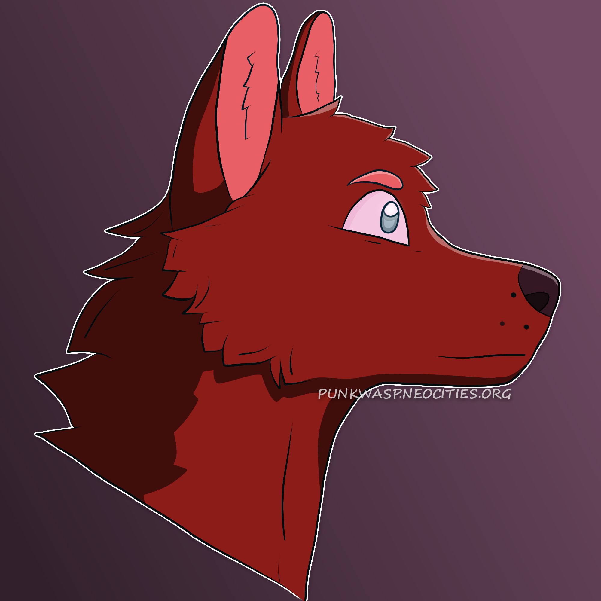 A side-view of one of my fursonas, Metus, a brown wolf.