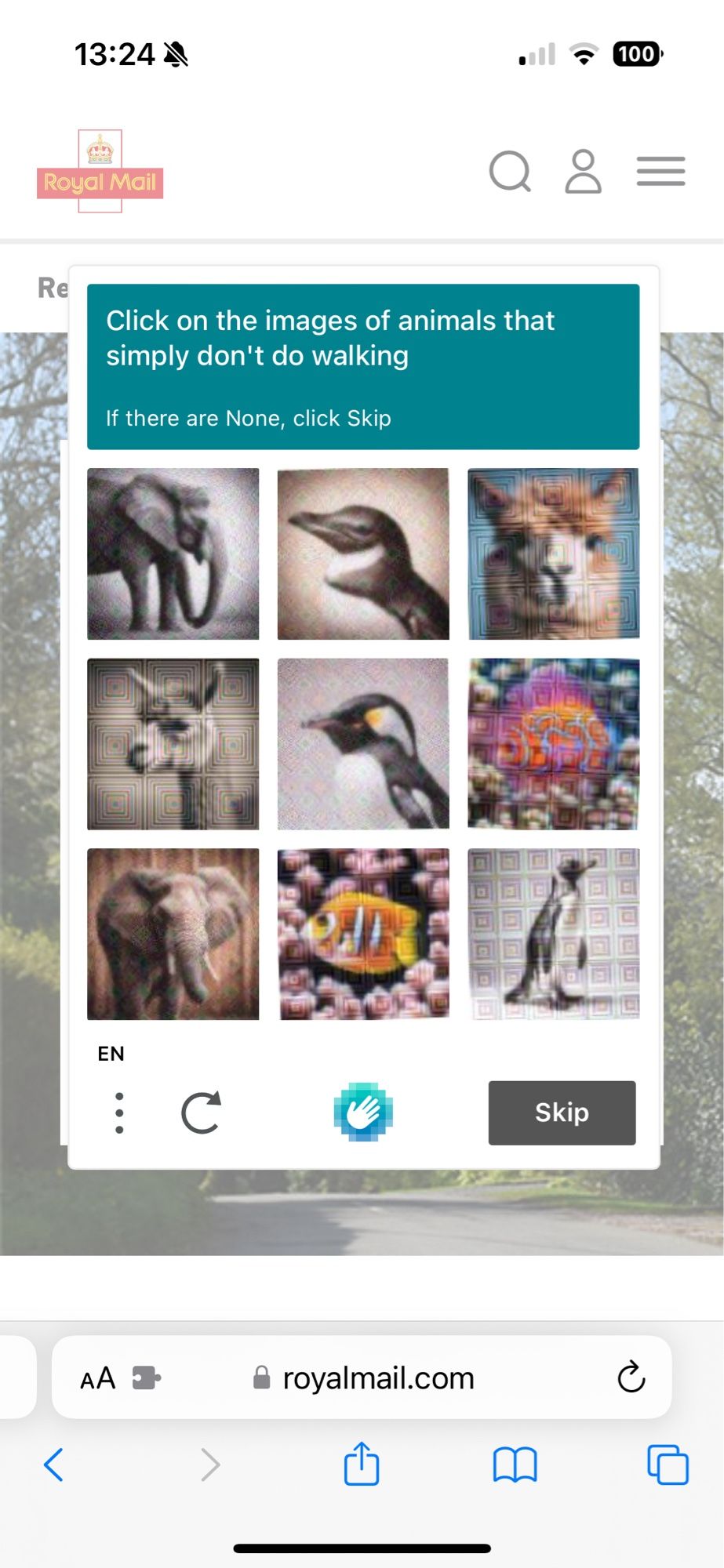 Captcha: click on the images of animals that simply don’t do walking.