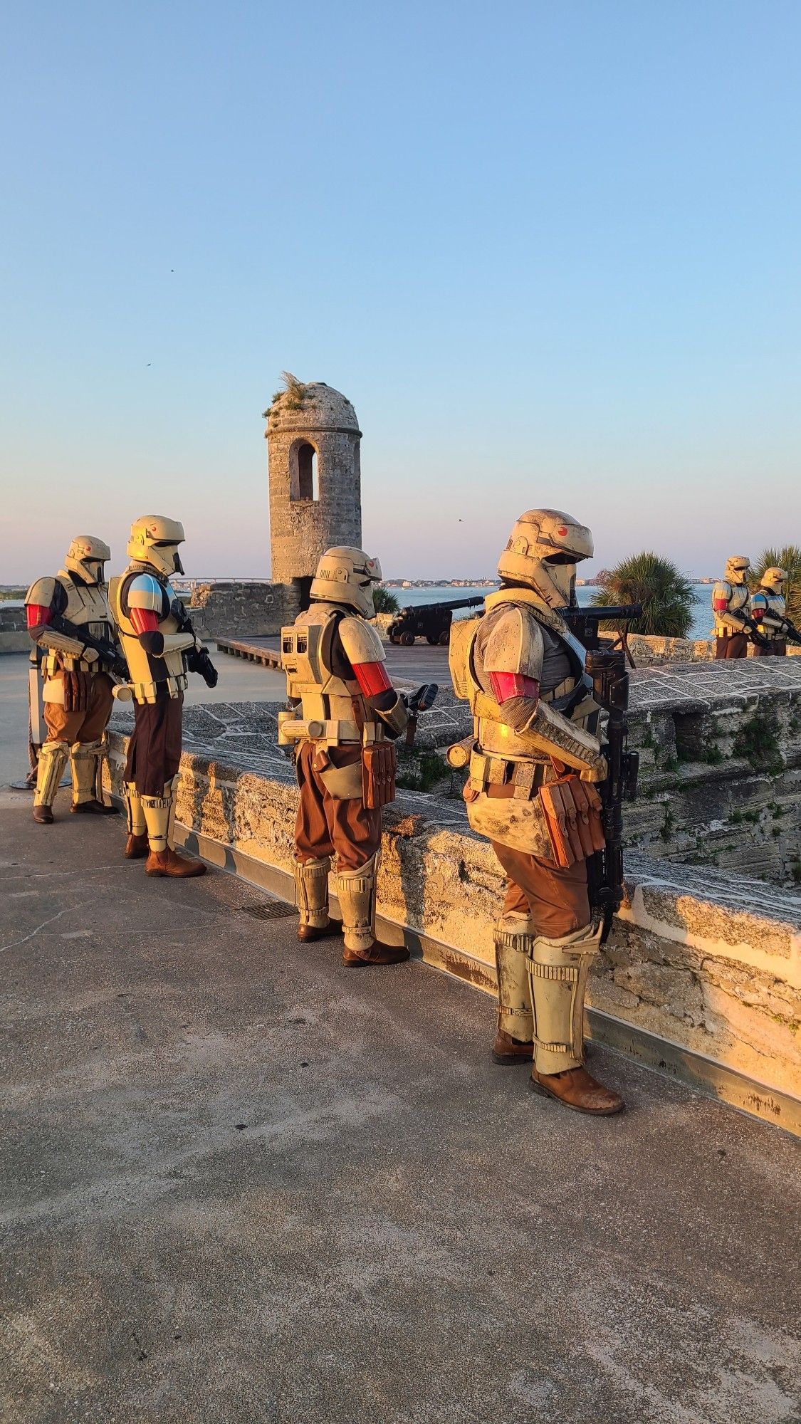 Picture of 6 Shoretroopers on top of the Castillo de San Marcos in St Augustine, Florida after the Empire's successful invasion. Shoretroopers are guarding the coastal waters to prevent rebel insurrection from the ocean.