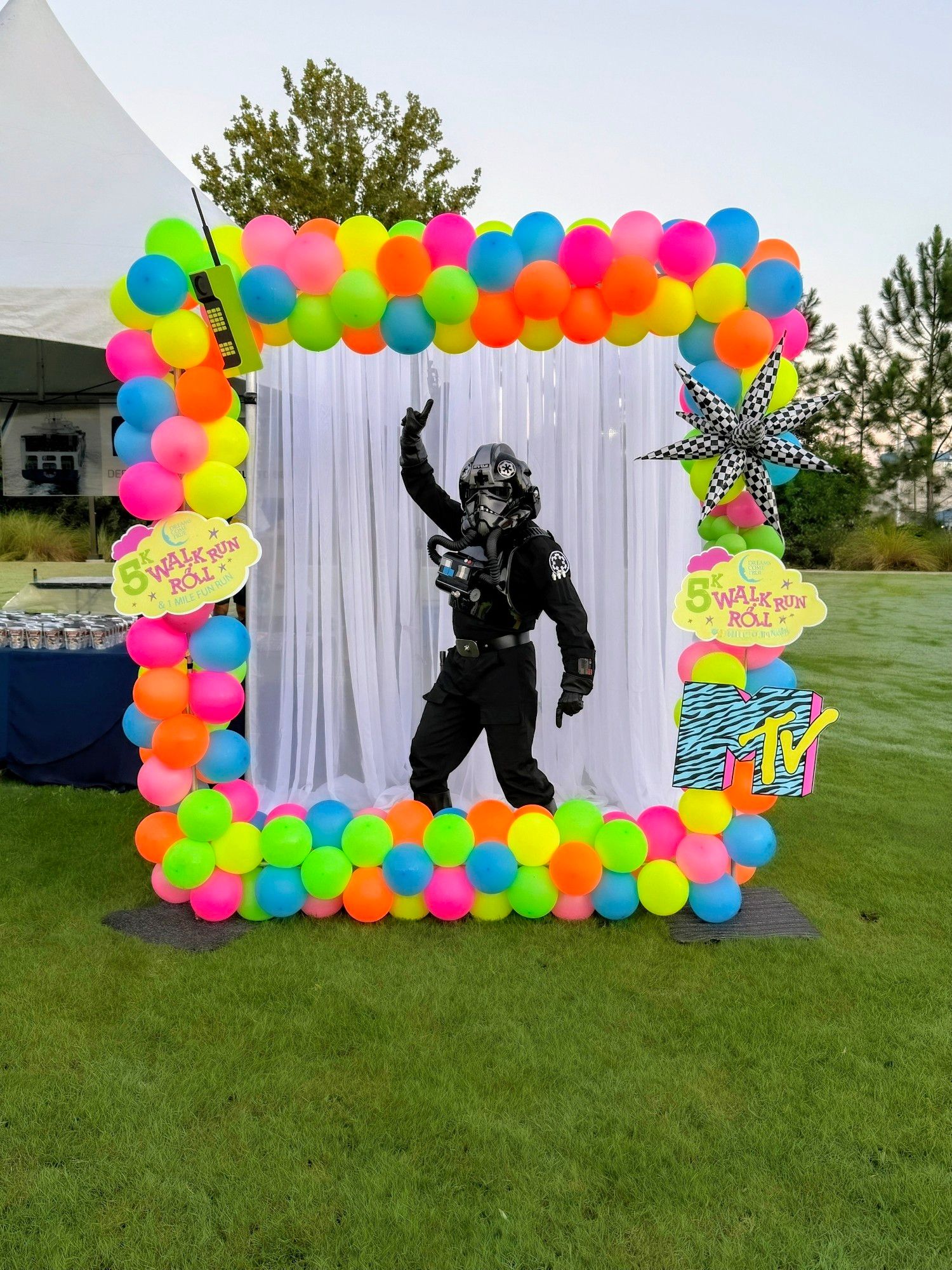 Star Wars 501st Legion Florida Garrison Squad 7 Dreams Come True 5k at the University of North Florida on Saturday, September 21, 2024. This is me doing a frightening dance pose in my TIE Fighter Pilot armor.