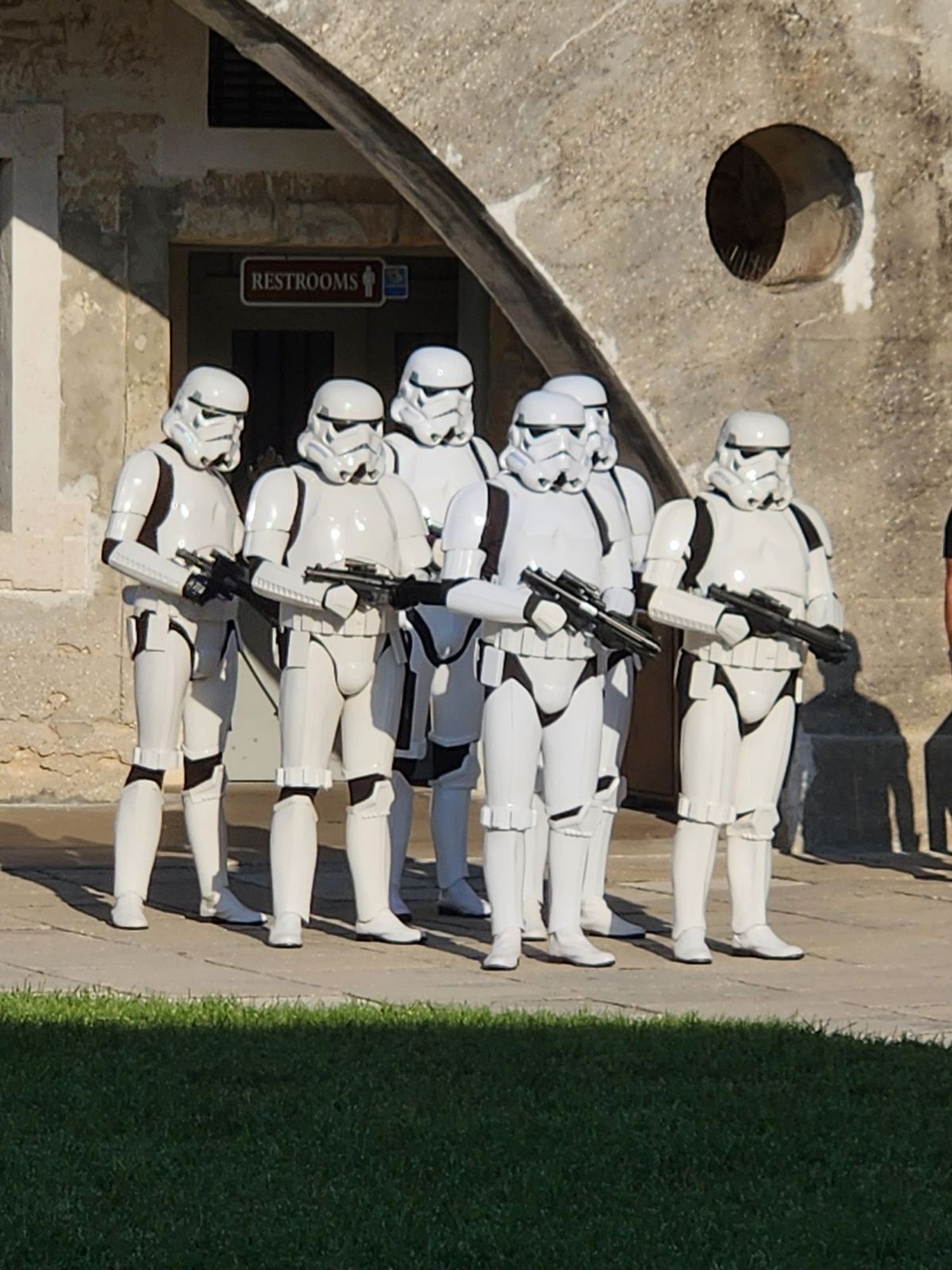 501st Legion Florida Garrison stormtrooper squad on patrol after the Empire successfully invaded the Castillo de San Marcos in St Augustine, FL on August 17, 2024.