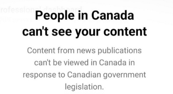 Meta - Facebook & Meta's other shitty social media use a message to block 100% of news links in Canada because they want to pirate content and not pay for it