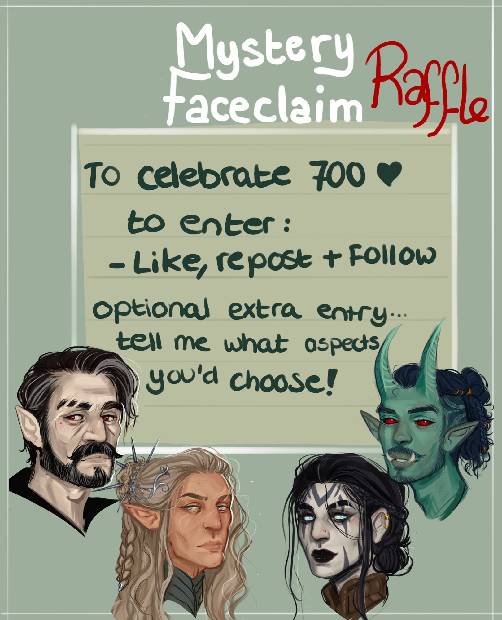 To celebrate 700
To enter: Like repost and follow.
Optional extra entry:
Tell me what aspects you’d choose!