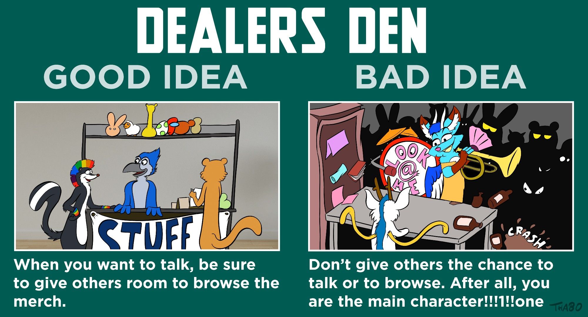 A comic about behaviour at the dealers den