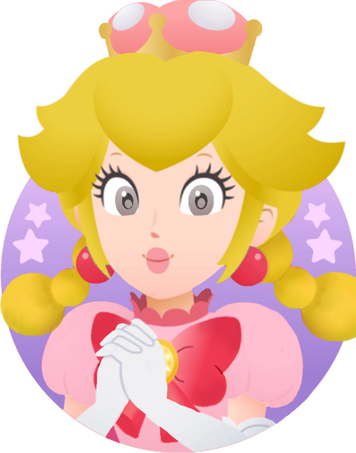 peachette jamboree reaction edit — base is princess peach’s “hi” reaction with the stars (a light purple) from toadette’s “hi” reaction. the background is a light purple and is a mix of peach’s and toadette’s reaction background colors!