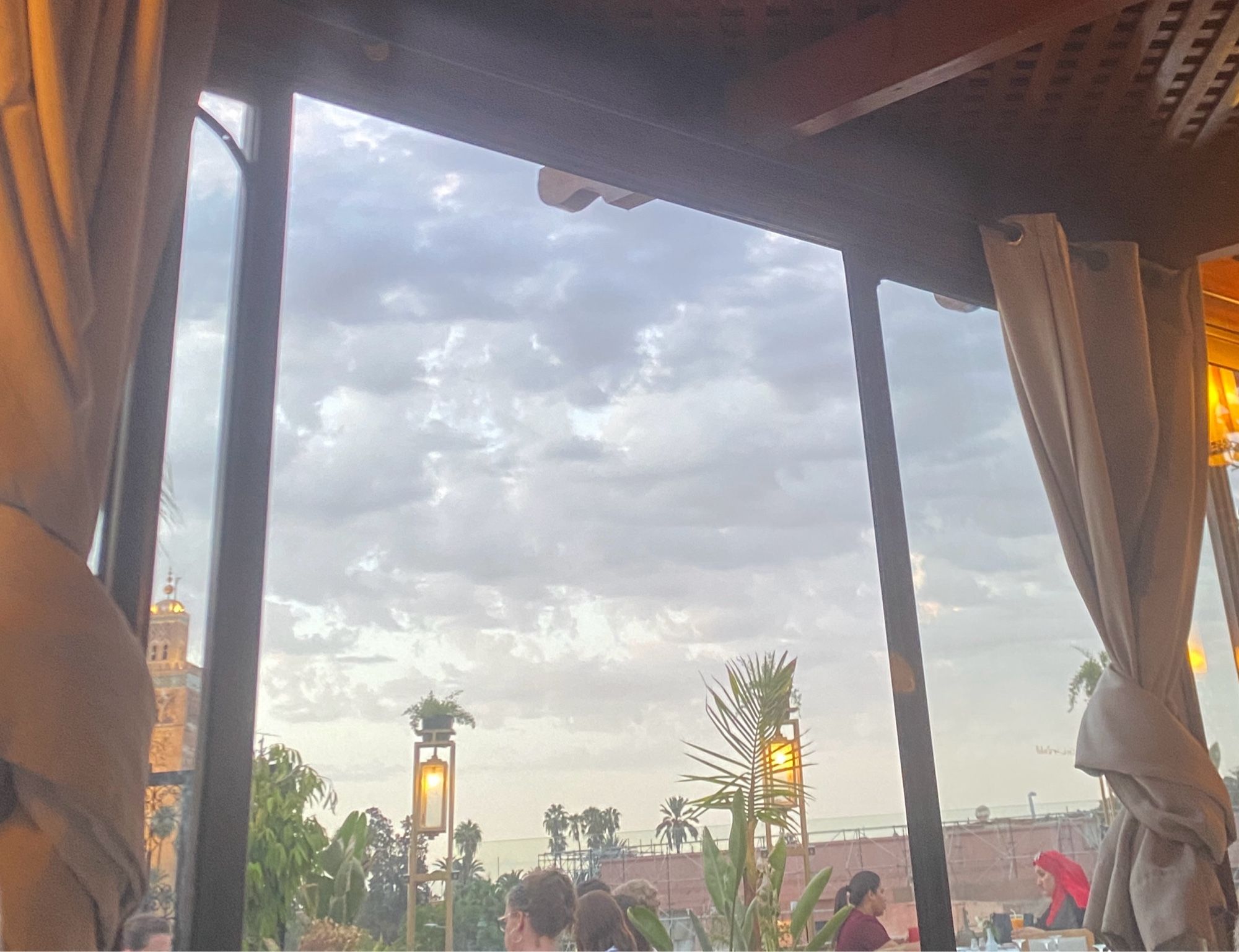 view out into cloudy Marrakech sky