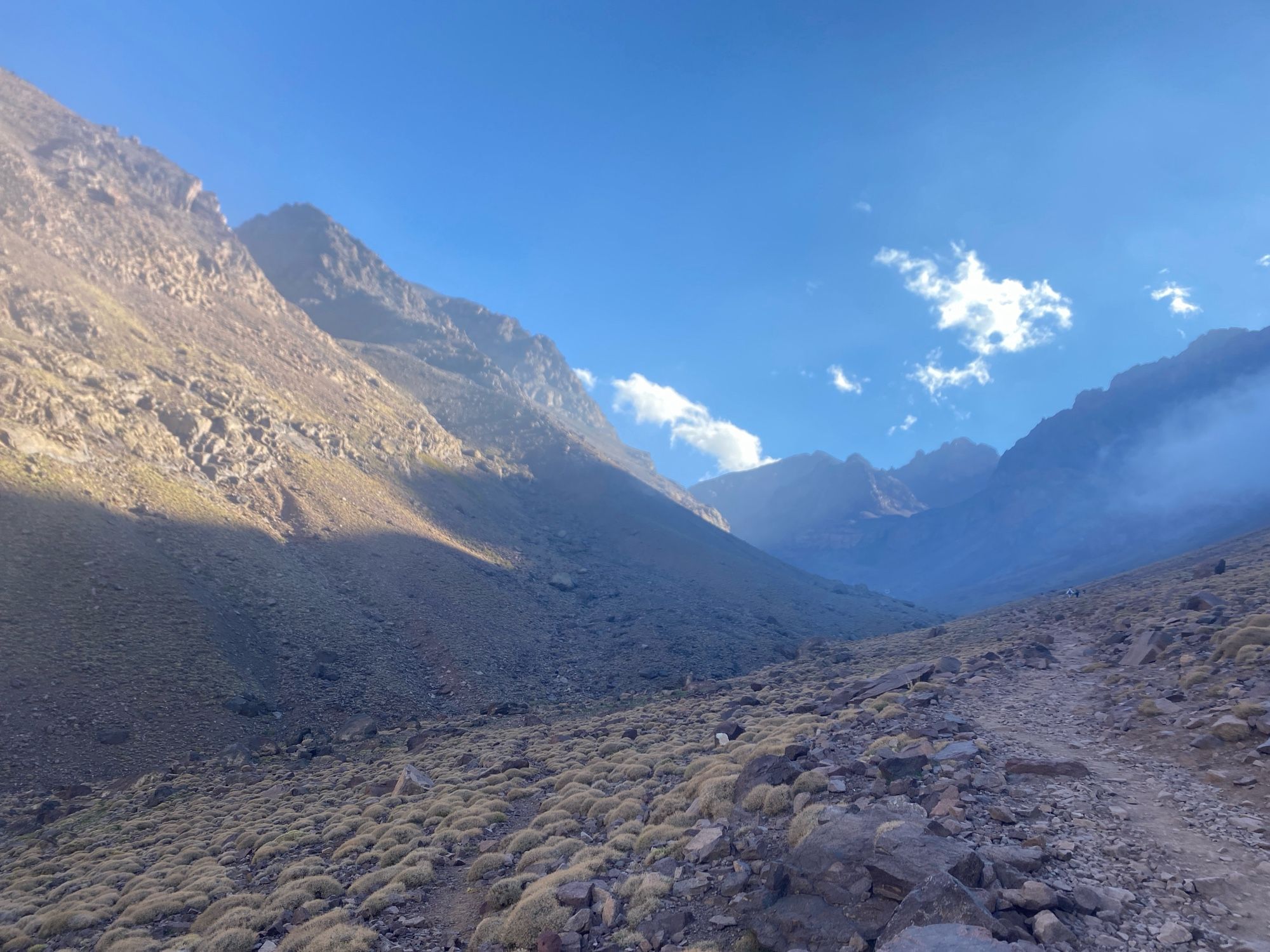 high mountain valley with clear blue sky