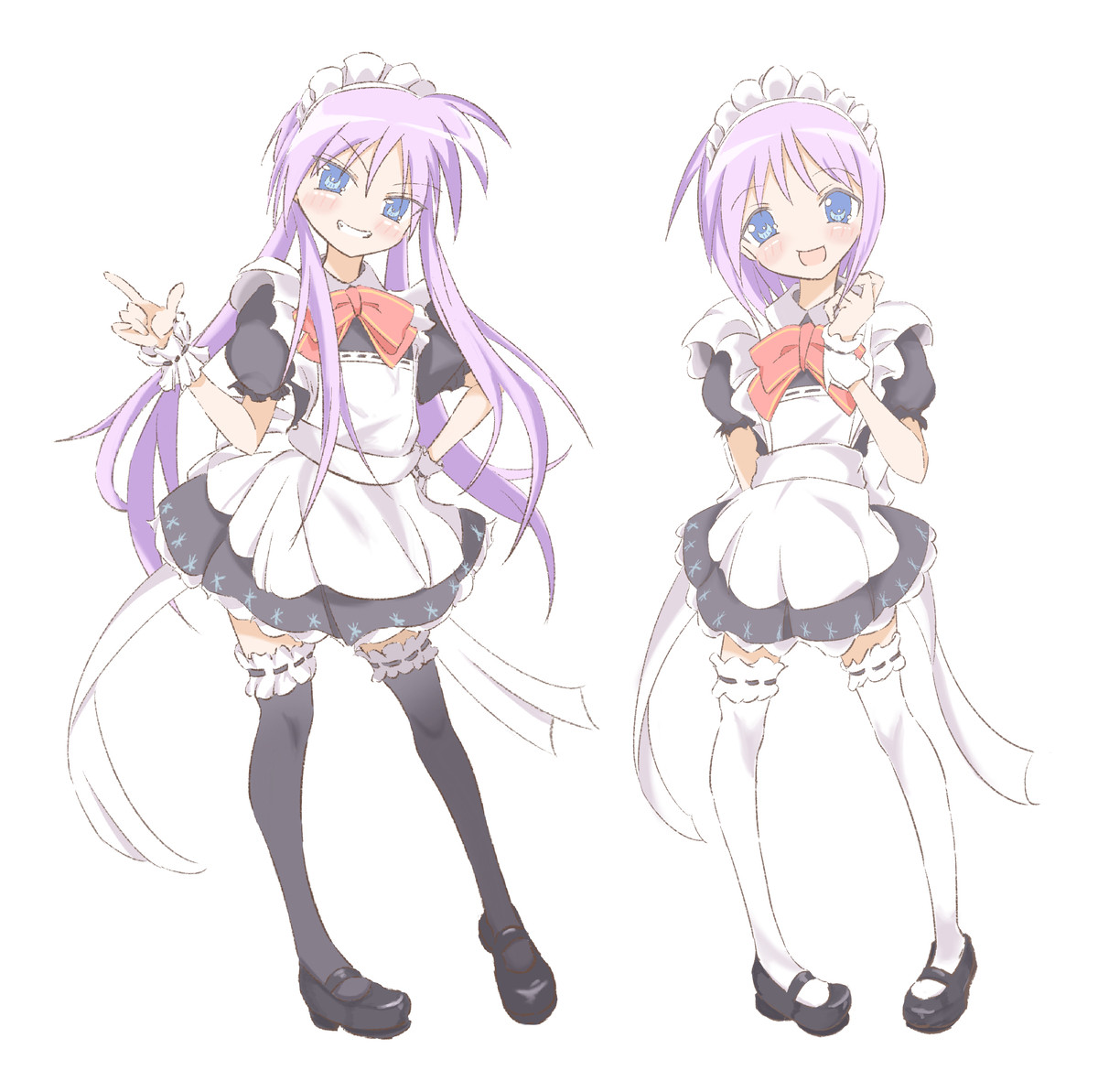 Kagami and Tsukasa Hiiragi (Lucky Star) in maid outfits