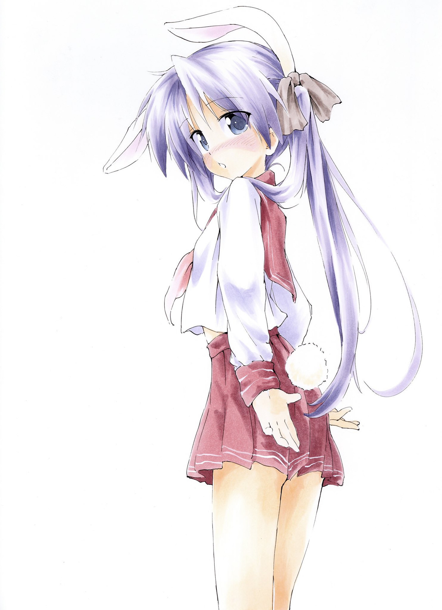 Kagami Hiiragi (Lucky Star) with bunny ears and a tail