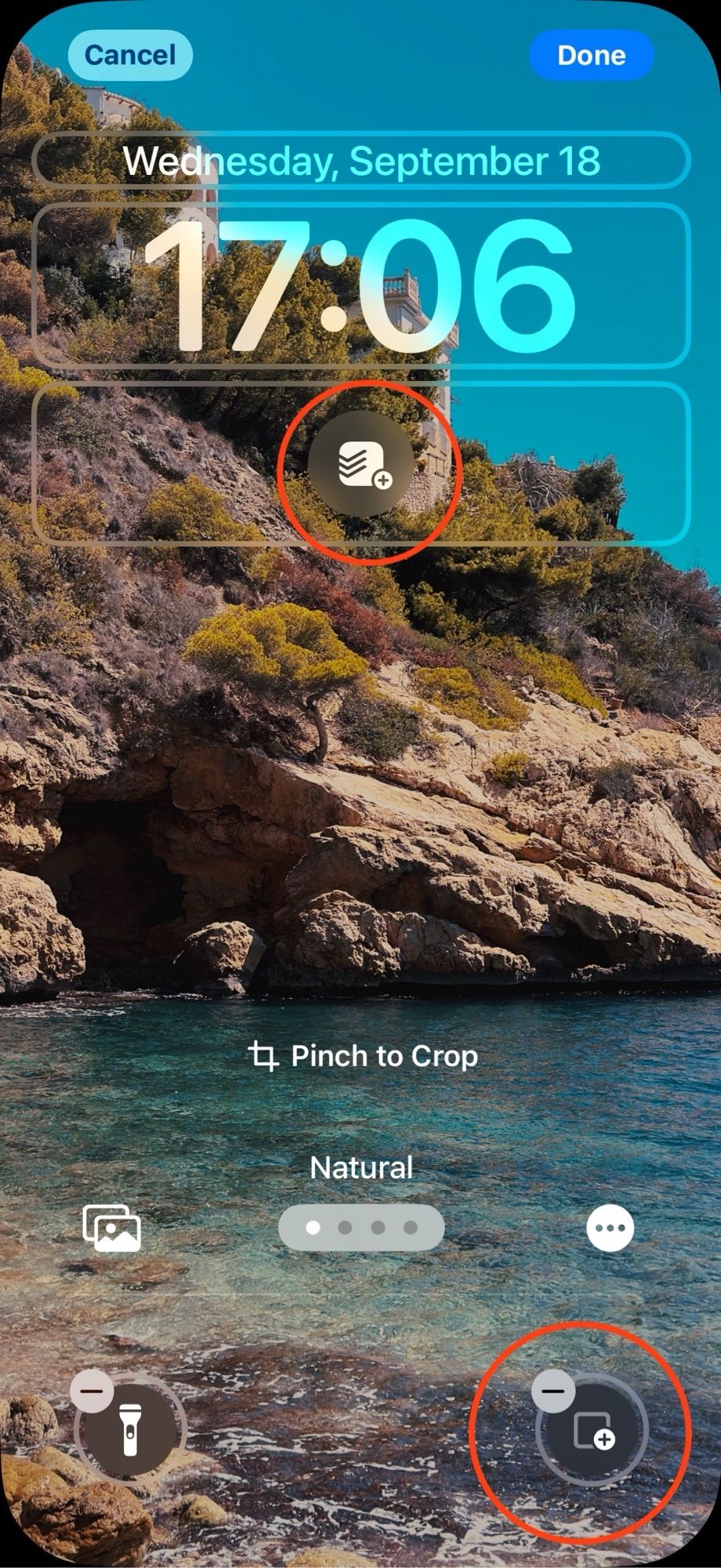 Mobile screenshot of iOS Lock Screen wallpaper customization