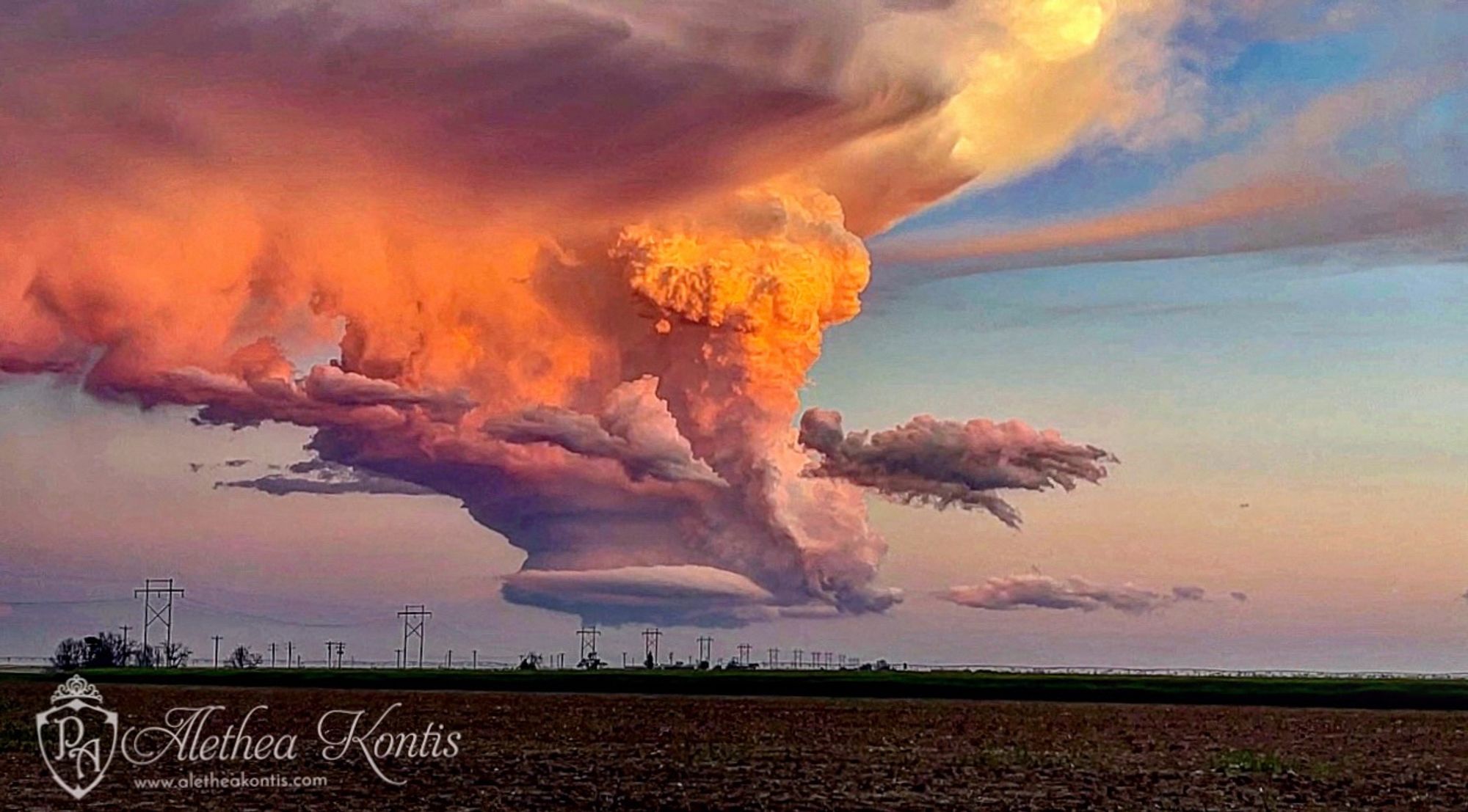 Sunset storm over Earth, Texas