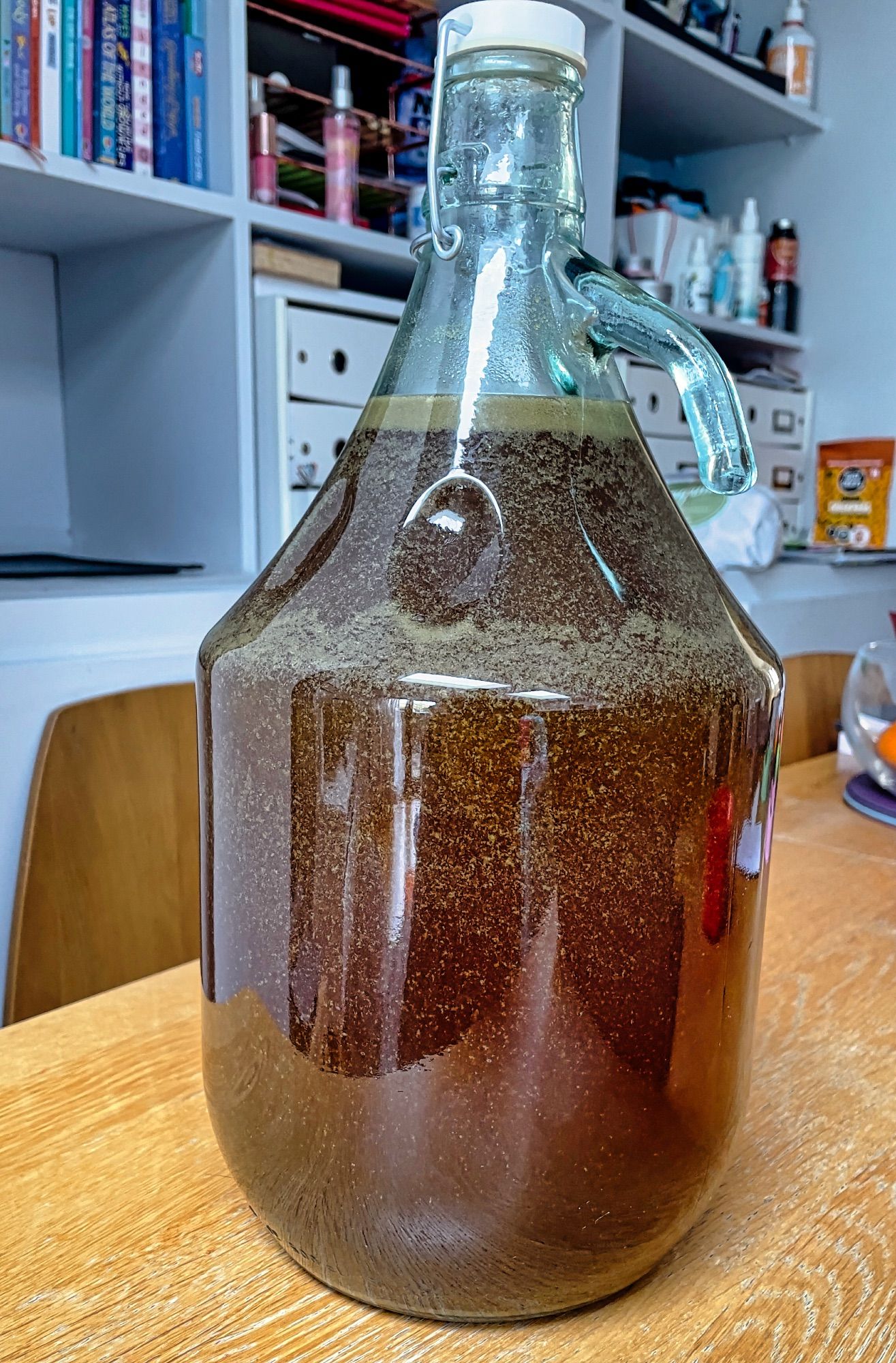 5 litre demi John filled with freshly made olive leaf extract