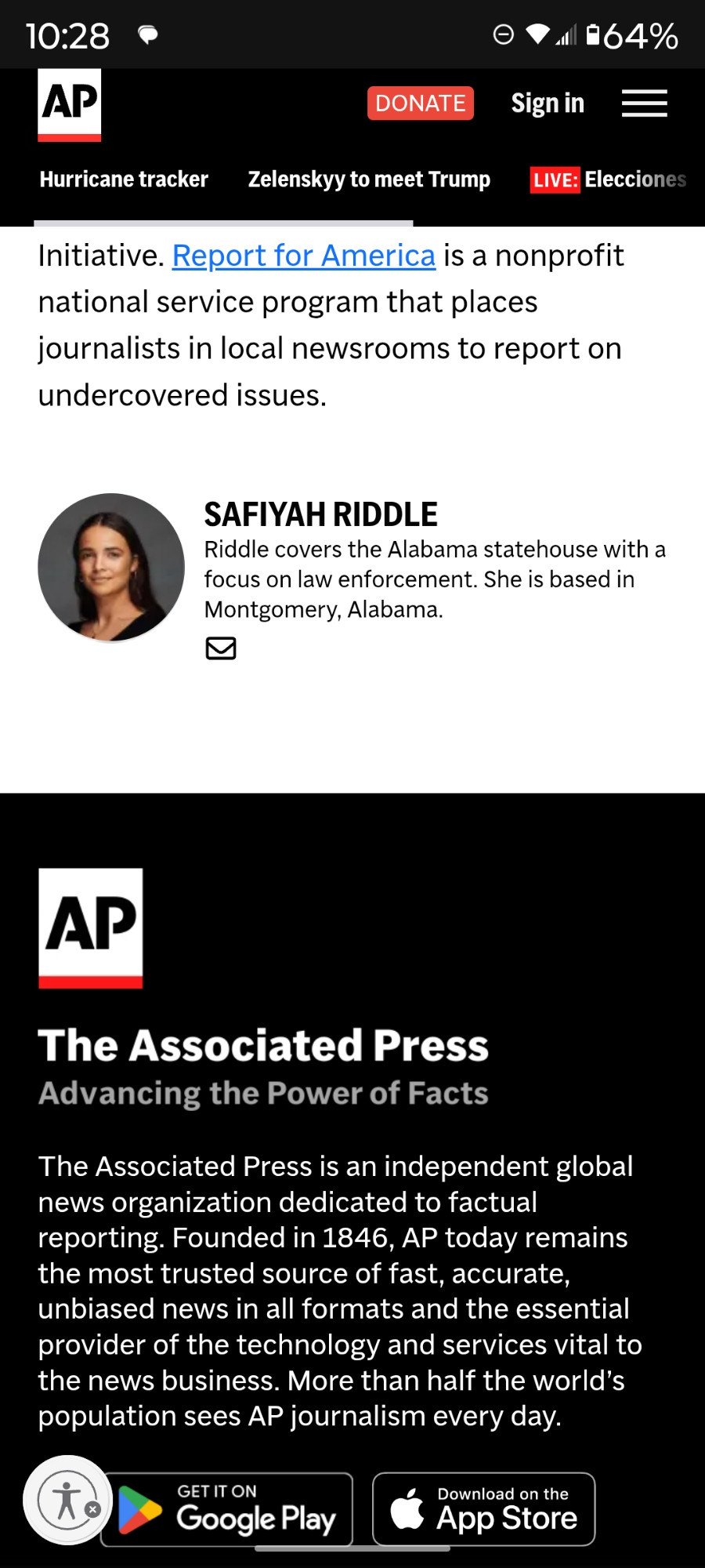 Report for America is a nonprofit national service program that places journalists in local newsrooms to report on undercovered issues.

SAFIYAH RIDDLE
Riddle covers the Alabama statehouse with a focus on law enforcement. She is based in Montgomery, Alabama.



The Associated Press is an independent global news organization dedicated to factual reporting. Founded in 1846, AP today remains the most trusted source of fast, accurate, unbiased news in all formats and the essential provider of the technology and services vital to the news business. More than half the world’s population sees AP journalism every day.